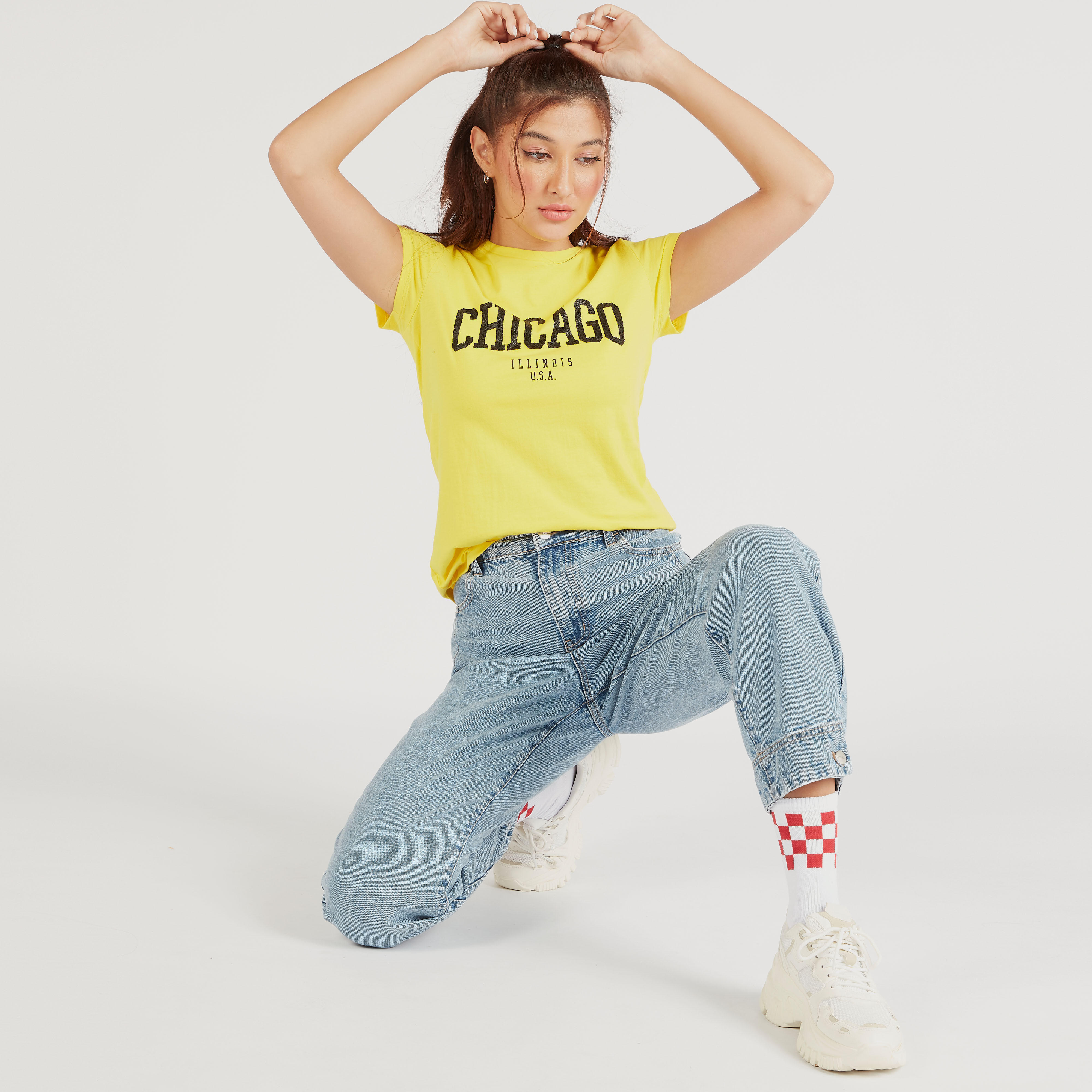 تيشيرت بياقة ضيّقة وأكمام كاب وطبعات -women-clothing-tshirts-image-5