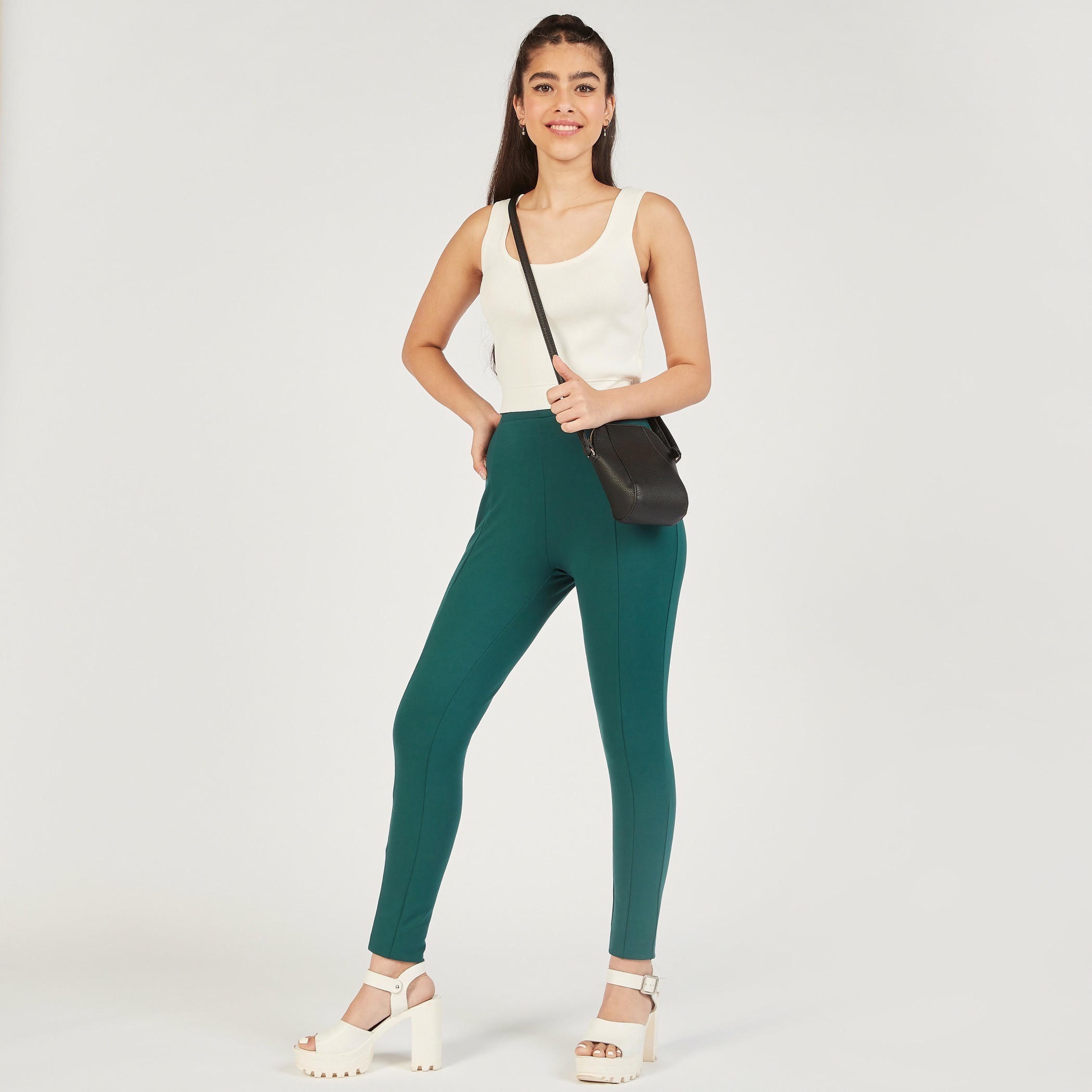 بنطلون ليقنز سادة بخصر مطاطي متوسط الارتفاع-women-clothing-bottoms-leggings-image-6