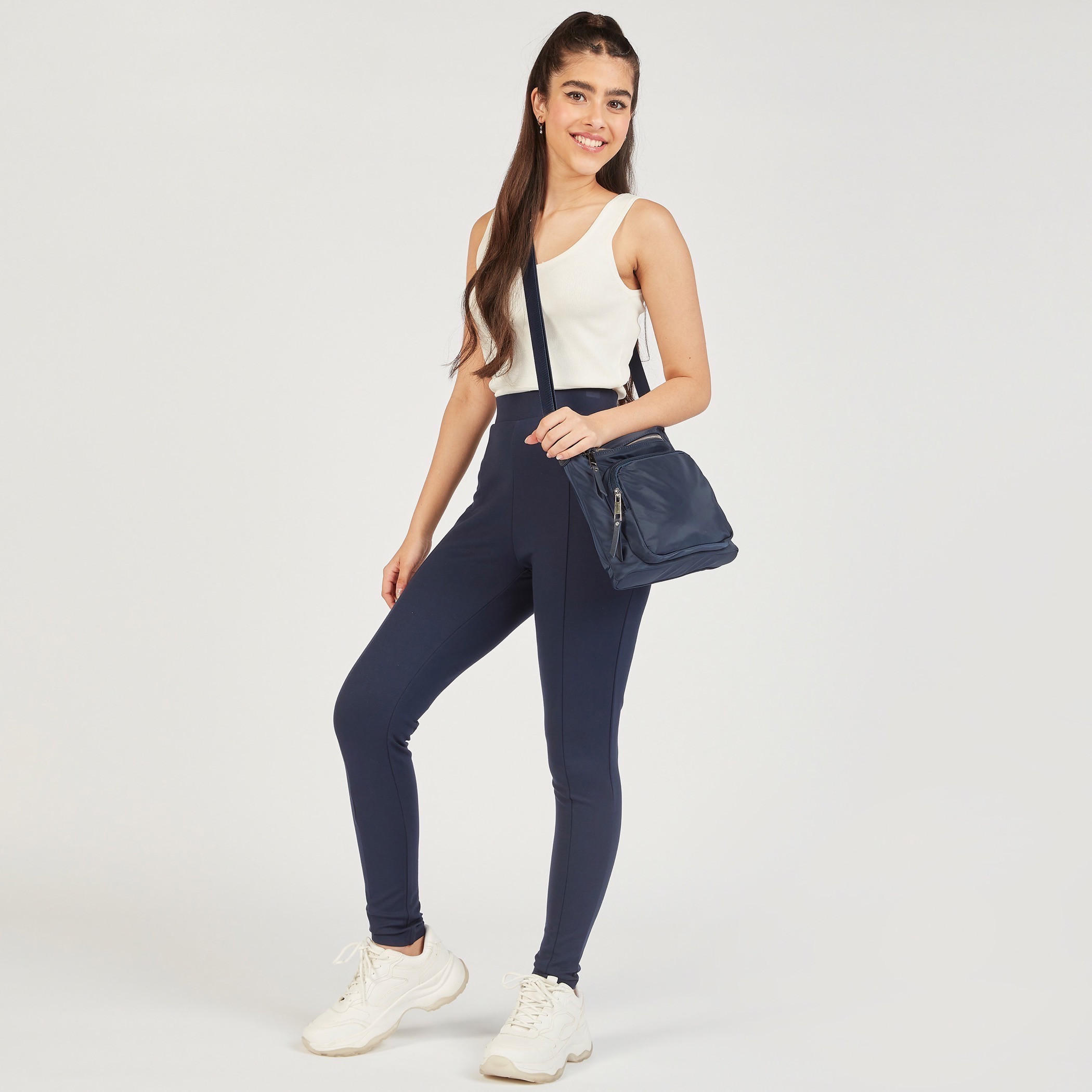 بنطلون ليقنز سادة بخصر مطاطي متوسط الارتفاع-women-clothing-bottoms-leggings-image-10
