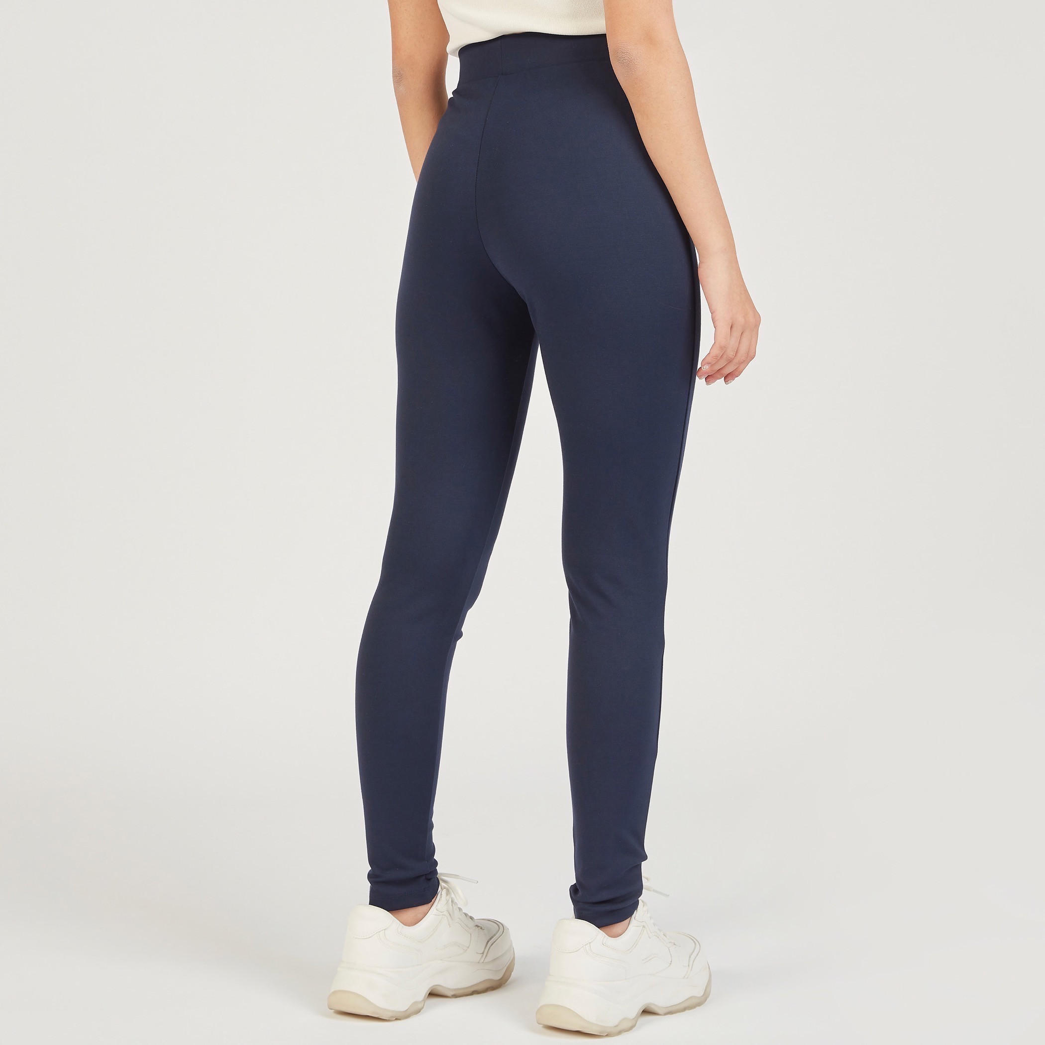 بنطلون ليقنز سادة بخصر مطاطي متوسط الارتفاع-women-clothing-bottoms-leggings-image-12