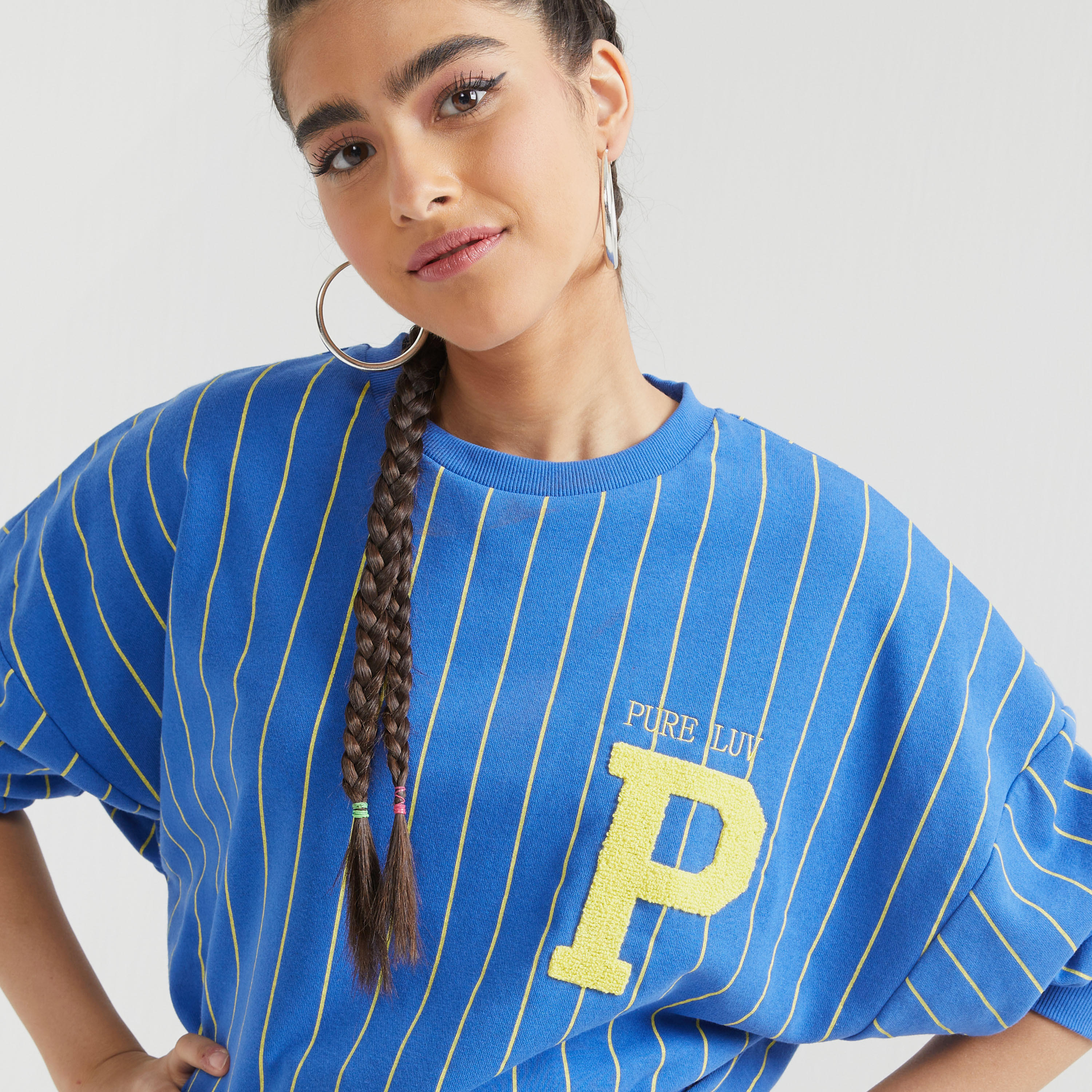 Striped Crew Neck Sweatshirt with Long Sleeves-women-clothing-hoodiesandsweatshirts-sweatshirts-image-5