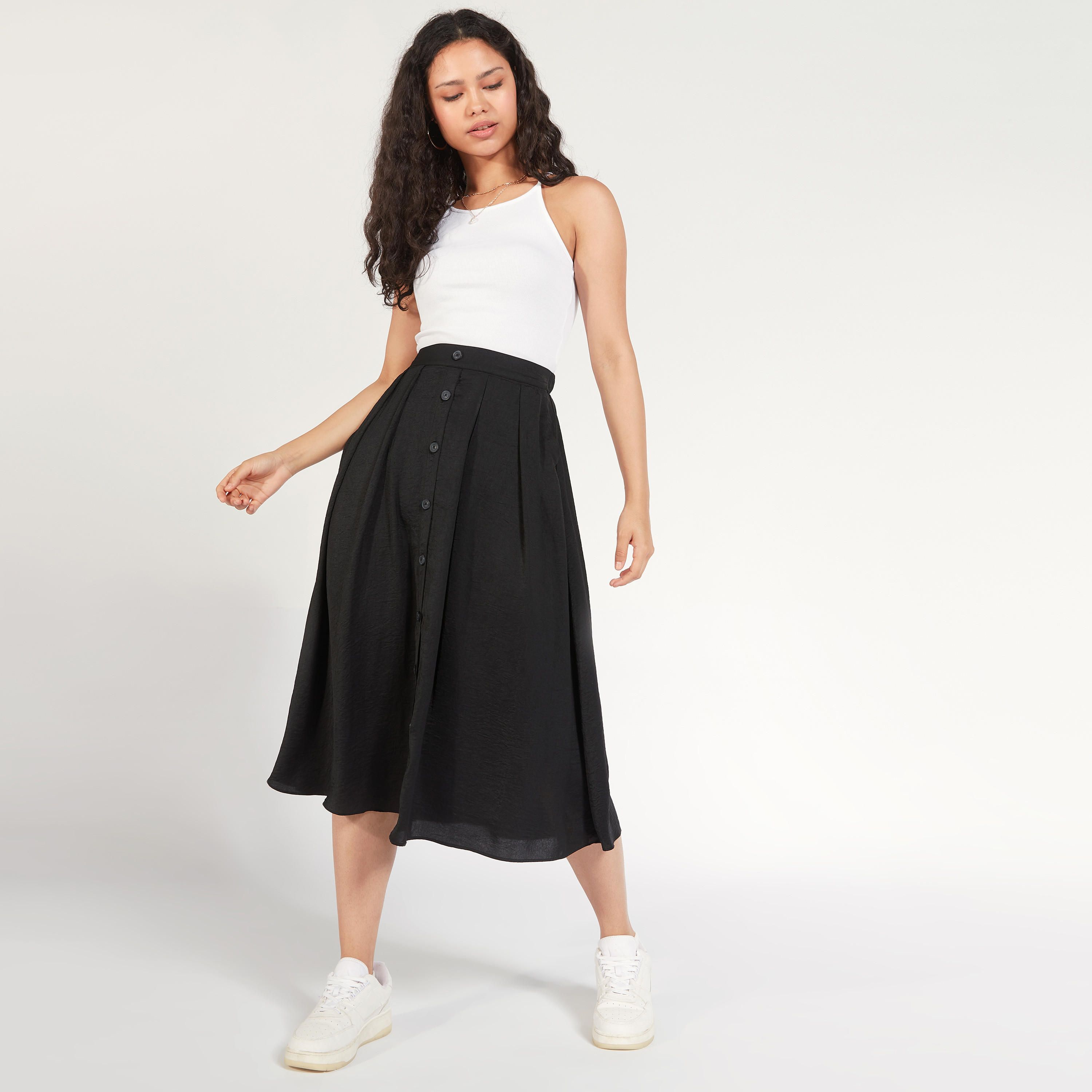 تنّورة ميدي إيه لاين سادة بكُسرات وجيوب-women-clothing-bottoms-skirts-image-8