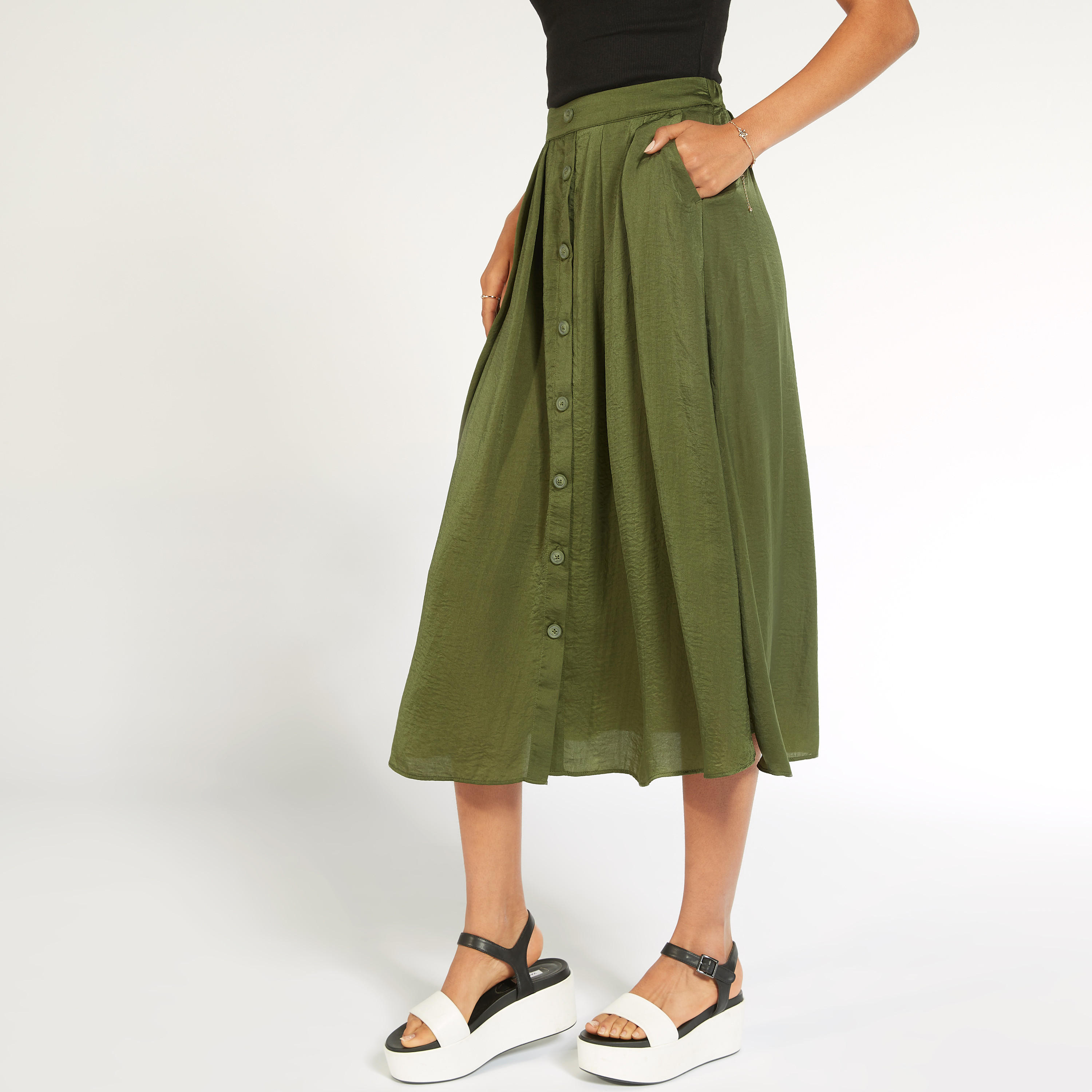 تنّورة ميدي إيه لاين سادة بكُسرات وجيوب-women-clothing-bottoms-skirts-image-10