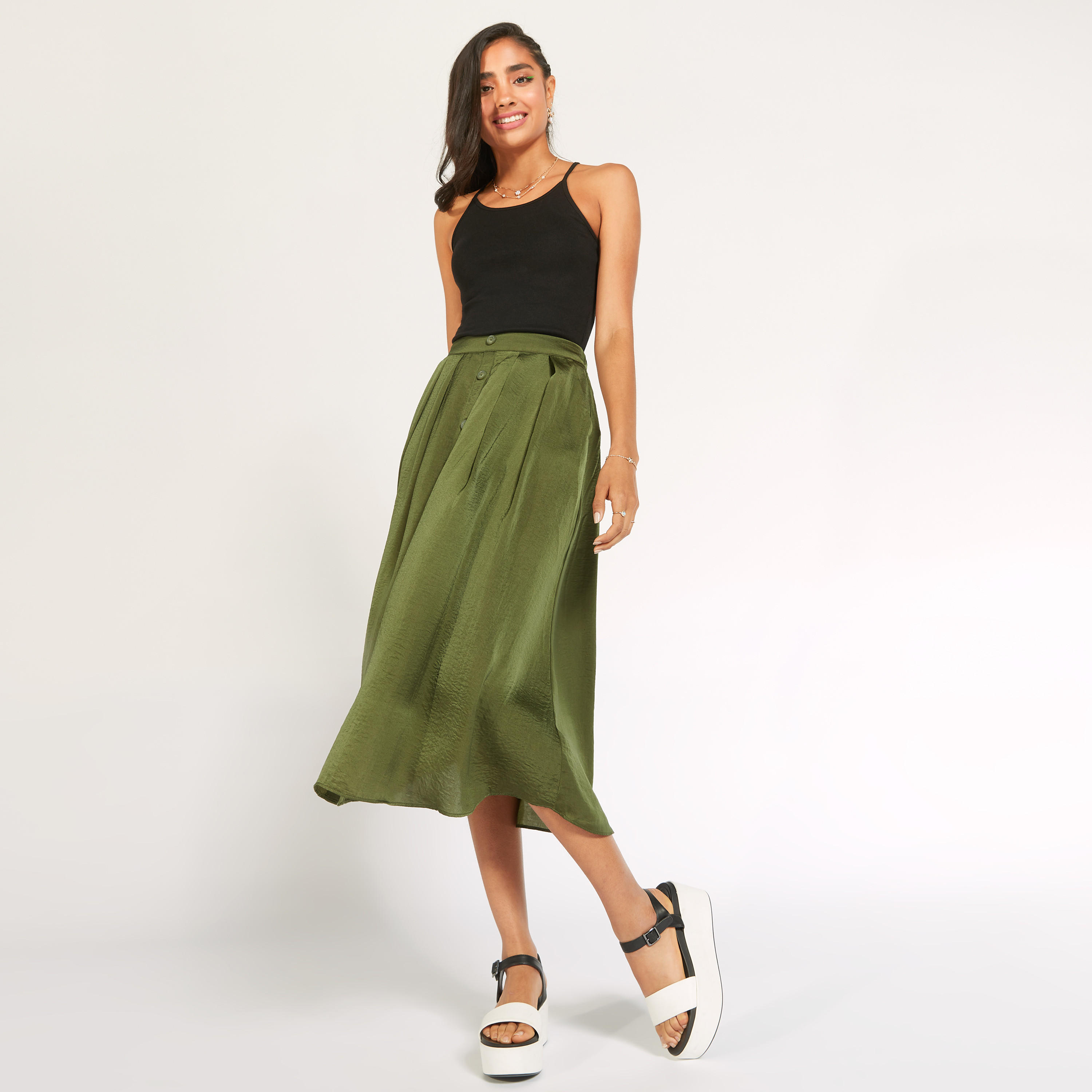 تنّورة ميدي إيه لاين سادة بكُسرات وجيوب-women-clothing-bottoms-skirts-image-11