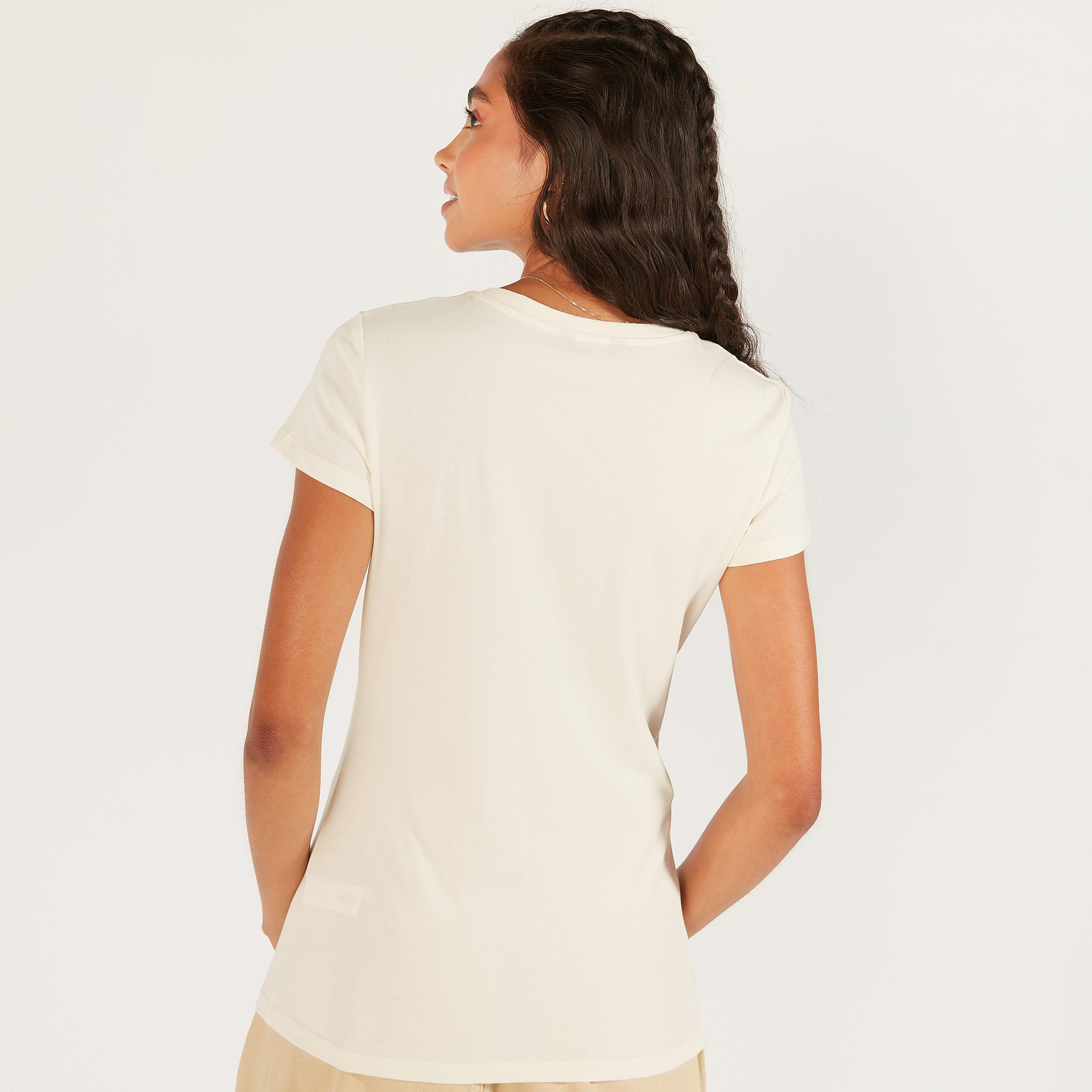 Printed Crew Neck T-shirt with Short Sleeves-women-clothing-tshirts-image-4