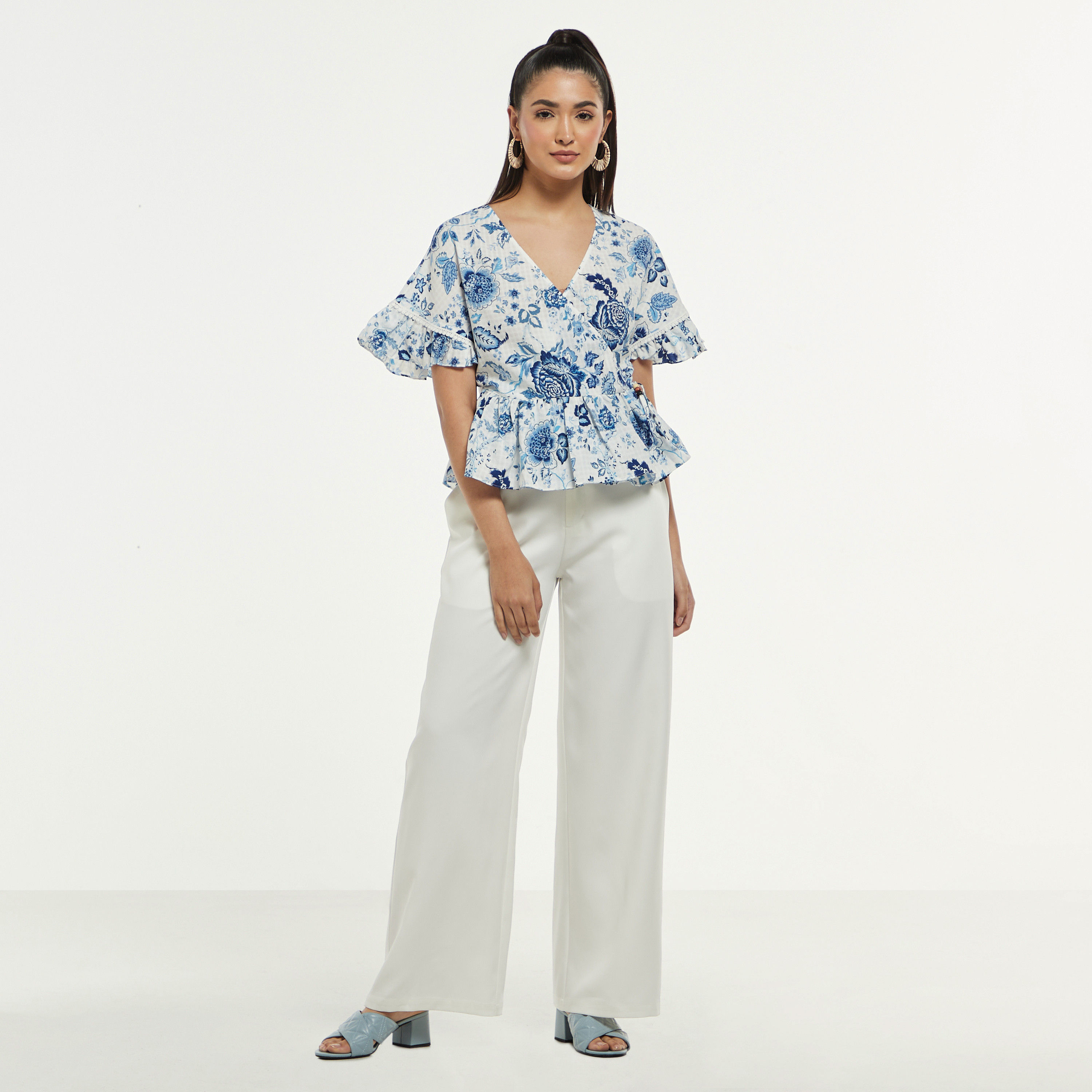 All-Over Floral Print Peplum Top with Extended Frill Sleeves-women-clothing-shirtsandblouses-blouses-image-2