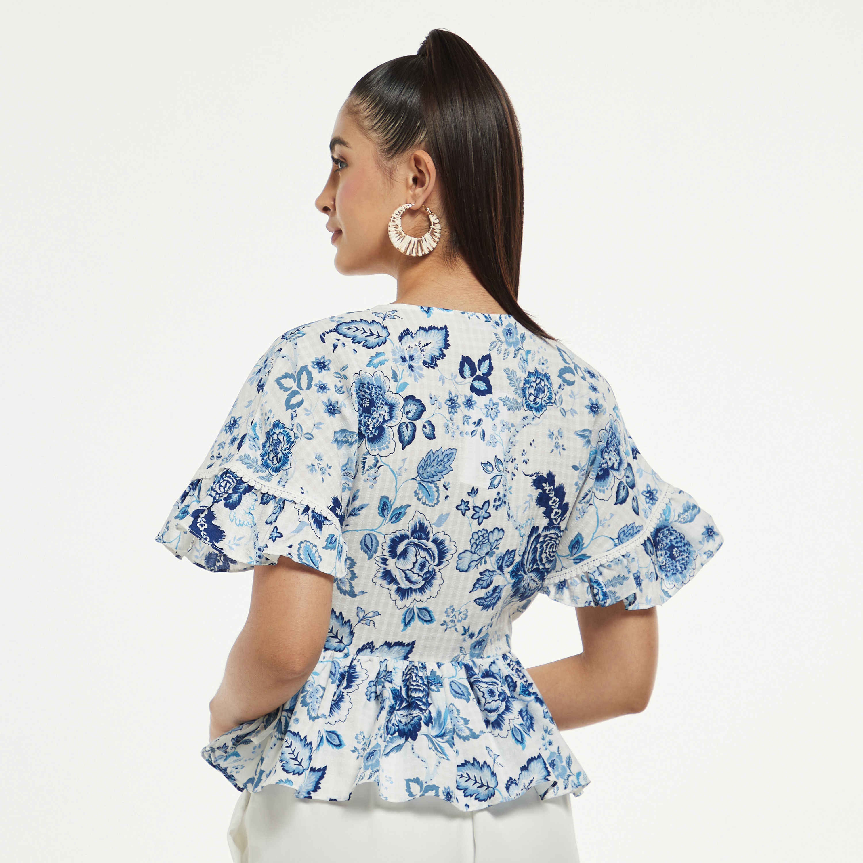 All-Over Floral Print Peplum Top with Extended Frill Sleeves-women-clothing-shirtsandblouses-blouses-image-3