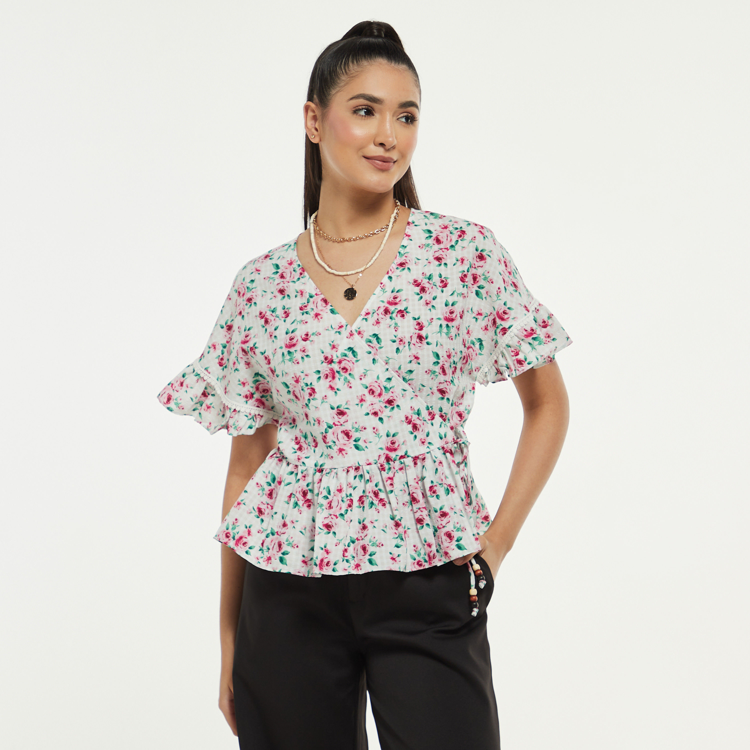 All-Over Floral Print Peplum Top with Extended Frill Sleeves-women-clothing-shirtsandblouses-blouses-image-5