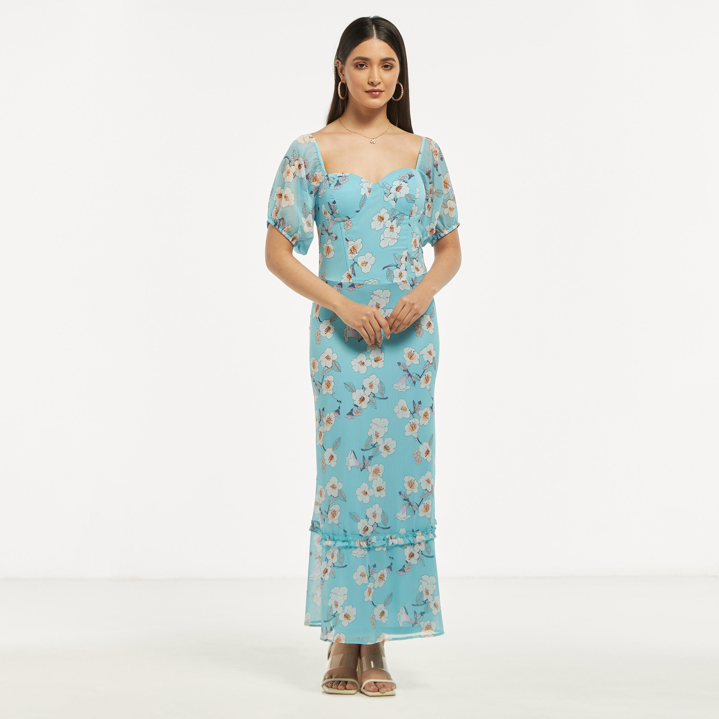 فستان طويل بياقة سويت هارت وطبعات أزهار-women-clothing-dresses-image-1