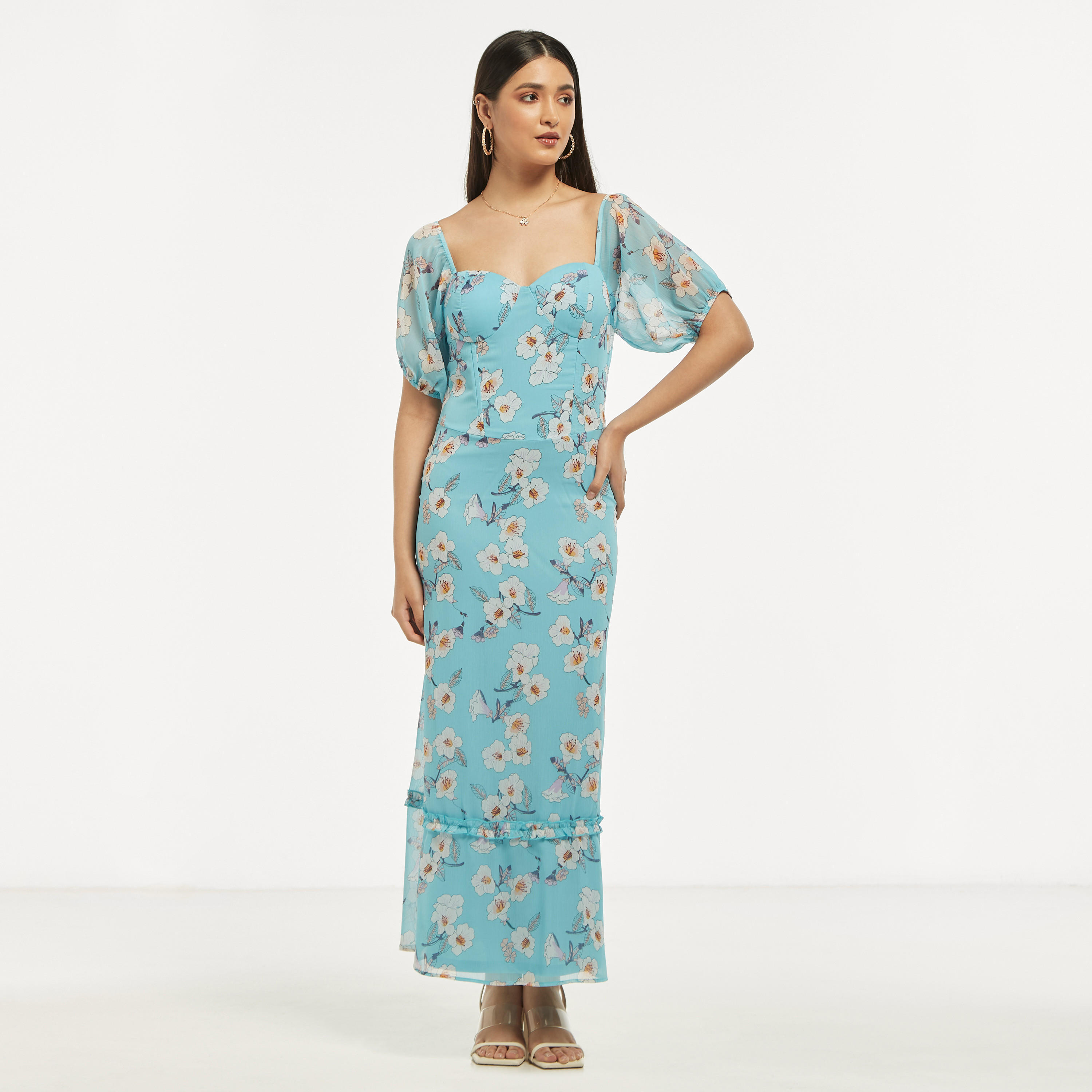 فستان طويل بياقة سويت هارت وطبعات أزهار-women-clothing-dresses-image-2