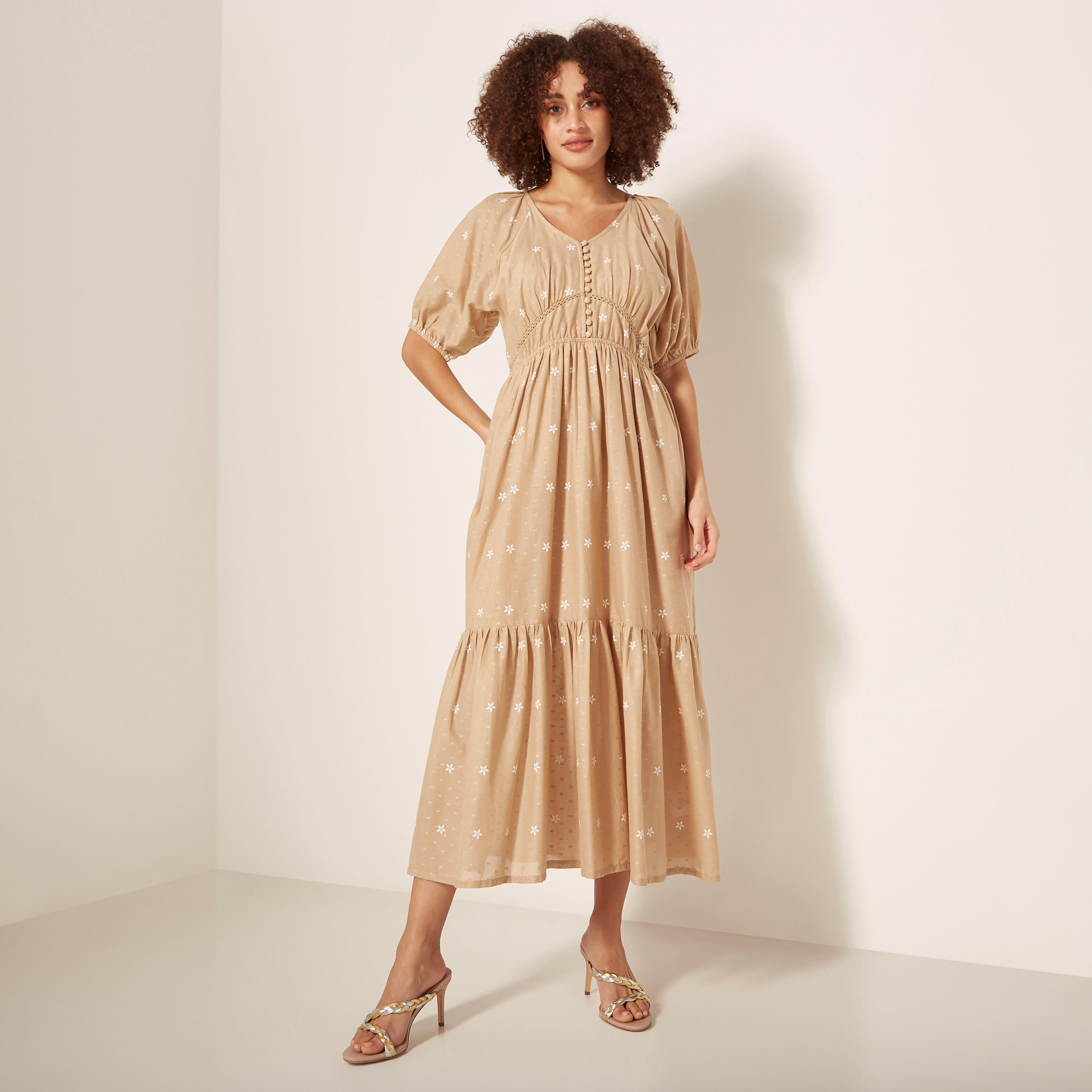 فستان طويل لوركس بأكمام منفوخة وطبعات أزهار-women-clothing-dresses-image-5