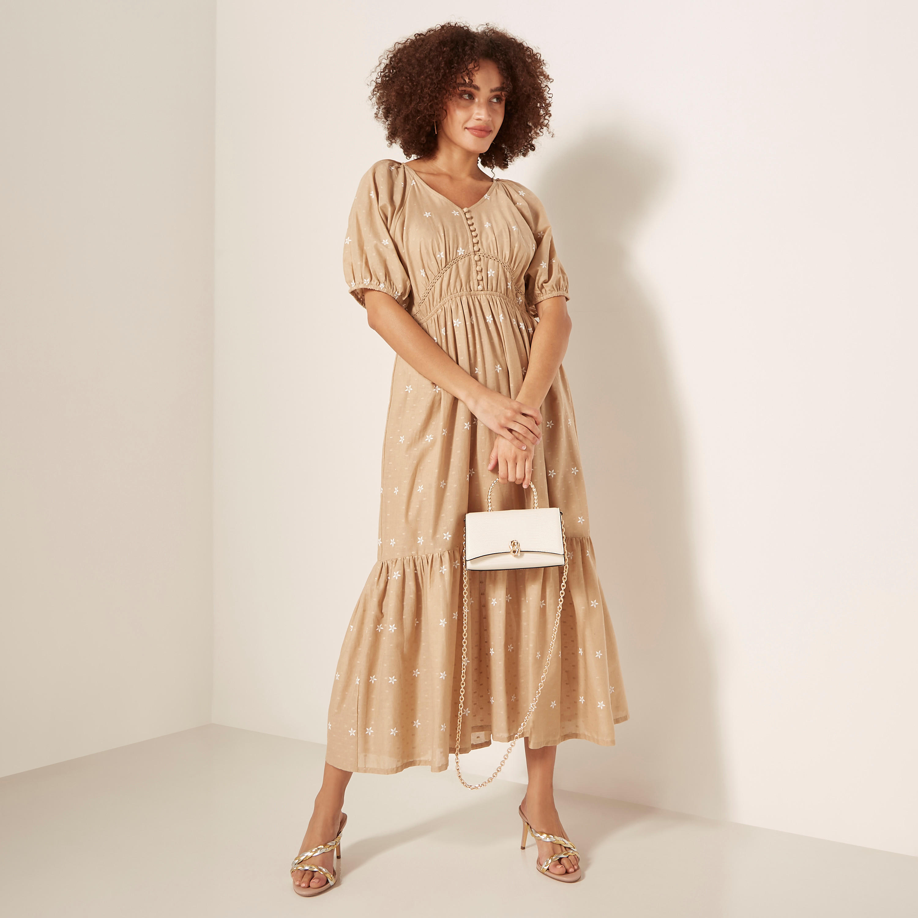 فستان طويل لوركس بأكمام منفوخة وطبعات أزهار-women-clothing-dresses-image-6