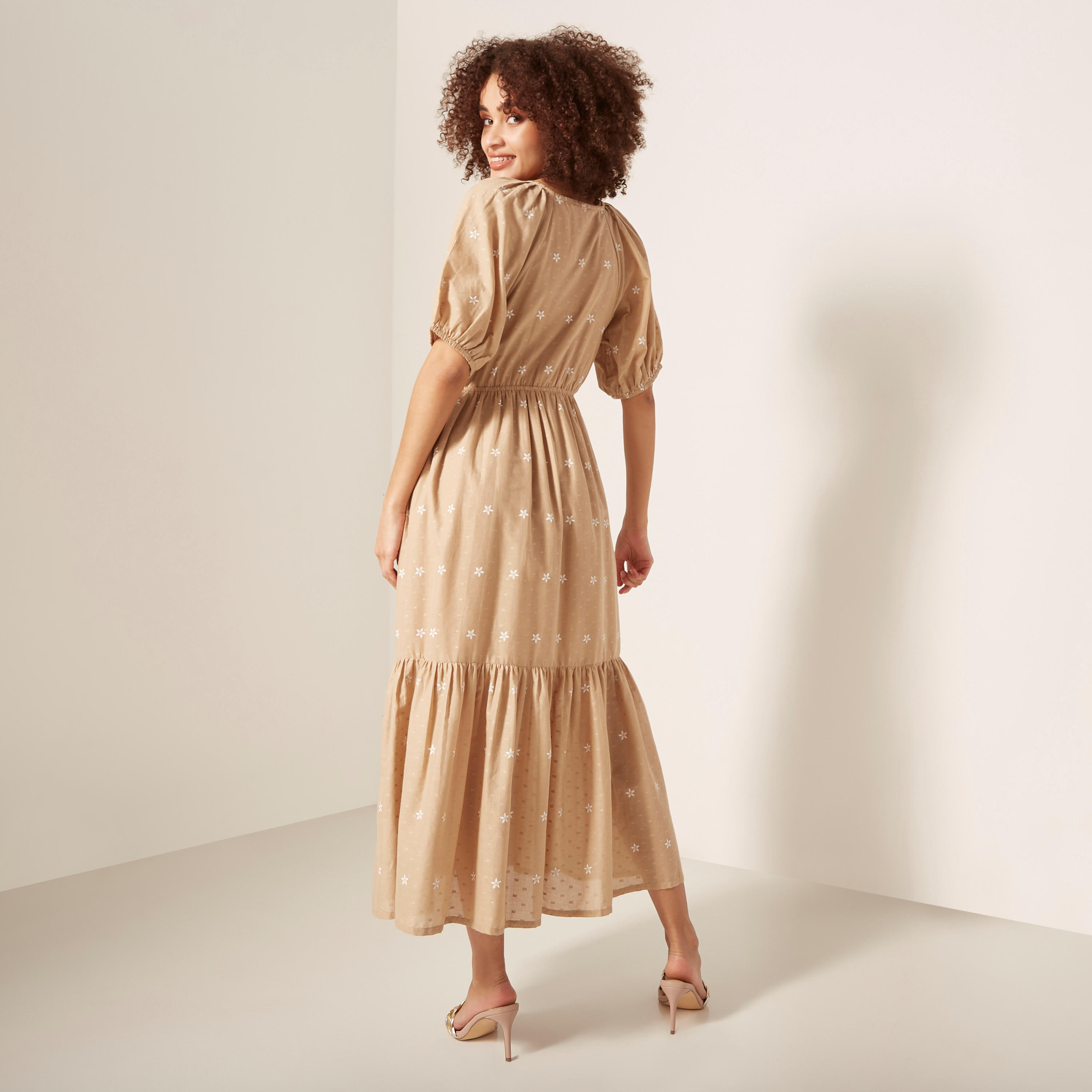 فستان طويل لوركس بأكمام منفوخة وطبعات أزهار-women-clothing-dresses-image-7