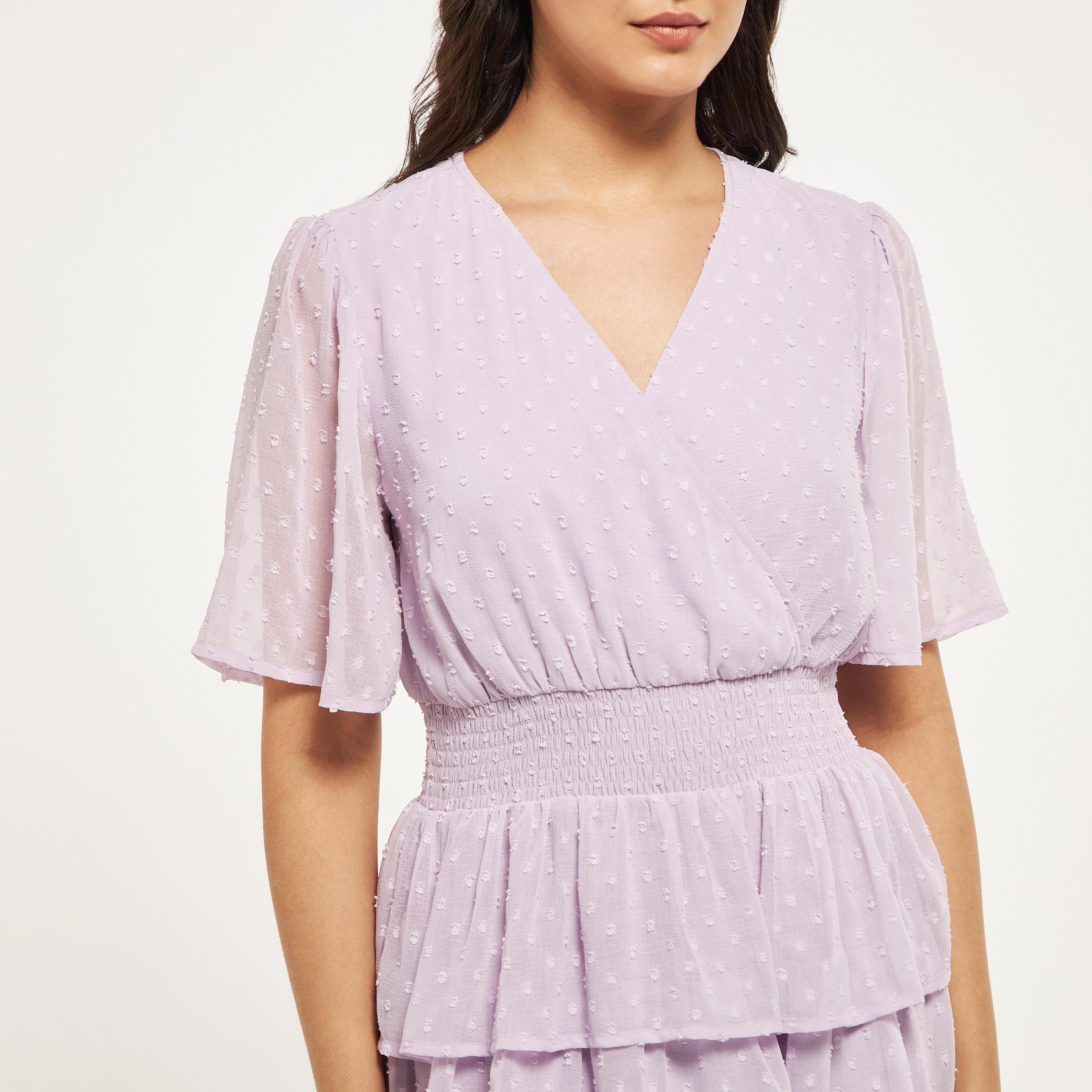 فستان قصير متعدد الطبقات بخصر كشكش وأكمام واسعة-women-clothing-dresses-image-4