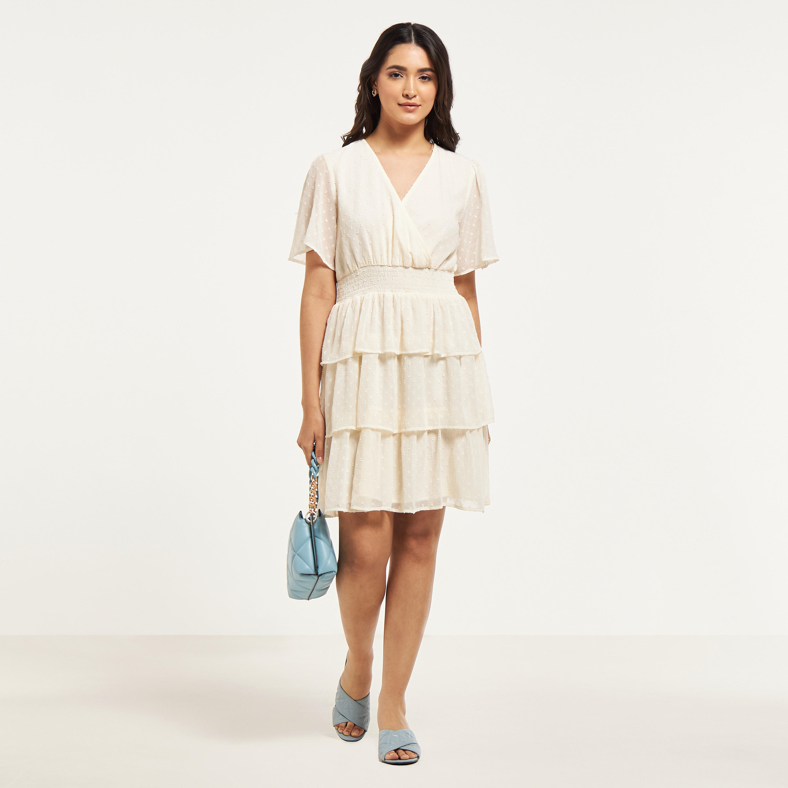 فستان قصير متعدد الطبقات بخصر كشكش وأكمام واسعة-women-clothing-dresses-image-6