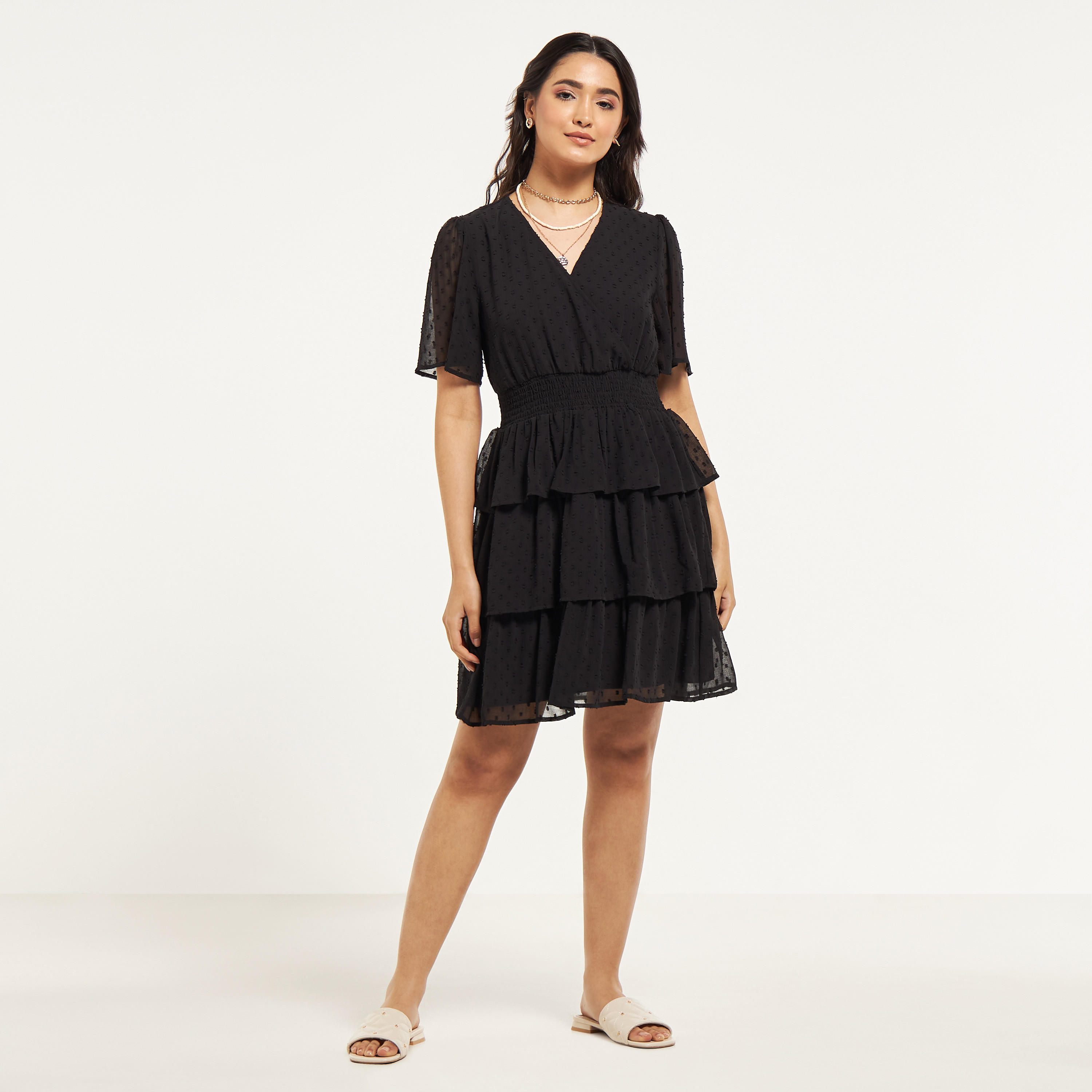 فستان قصير متعدد الطبقات بخصر كشكش وأكمام واسعة-women-clothing-dresses-image-9