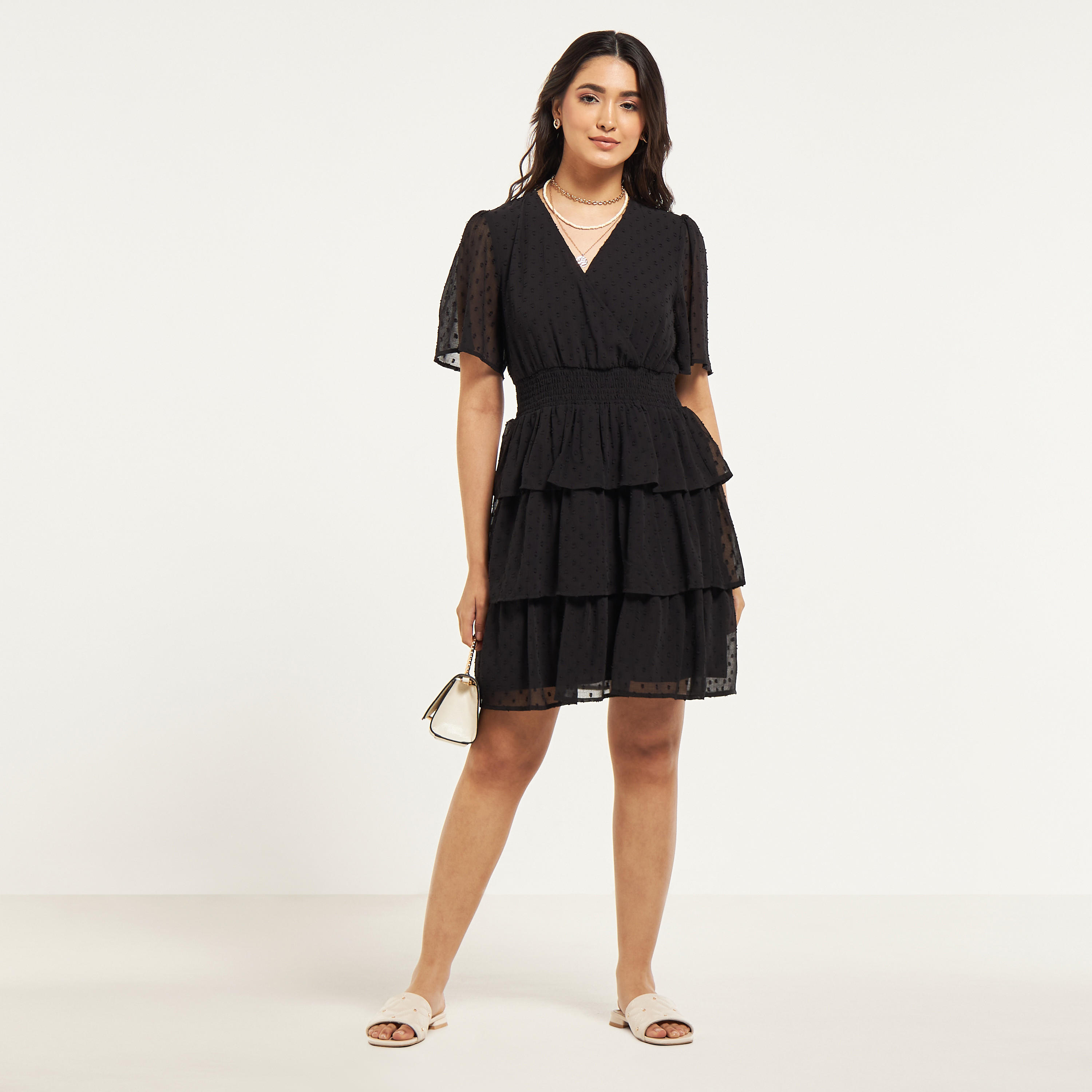فستان قصير متعدد الطبقات بخصر كشكش وأكمام واسعة-women-clothing-dresses-image-10