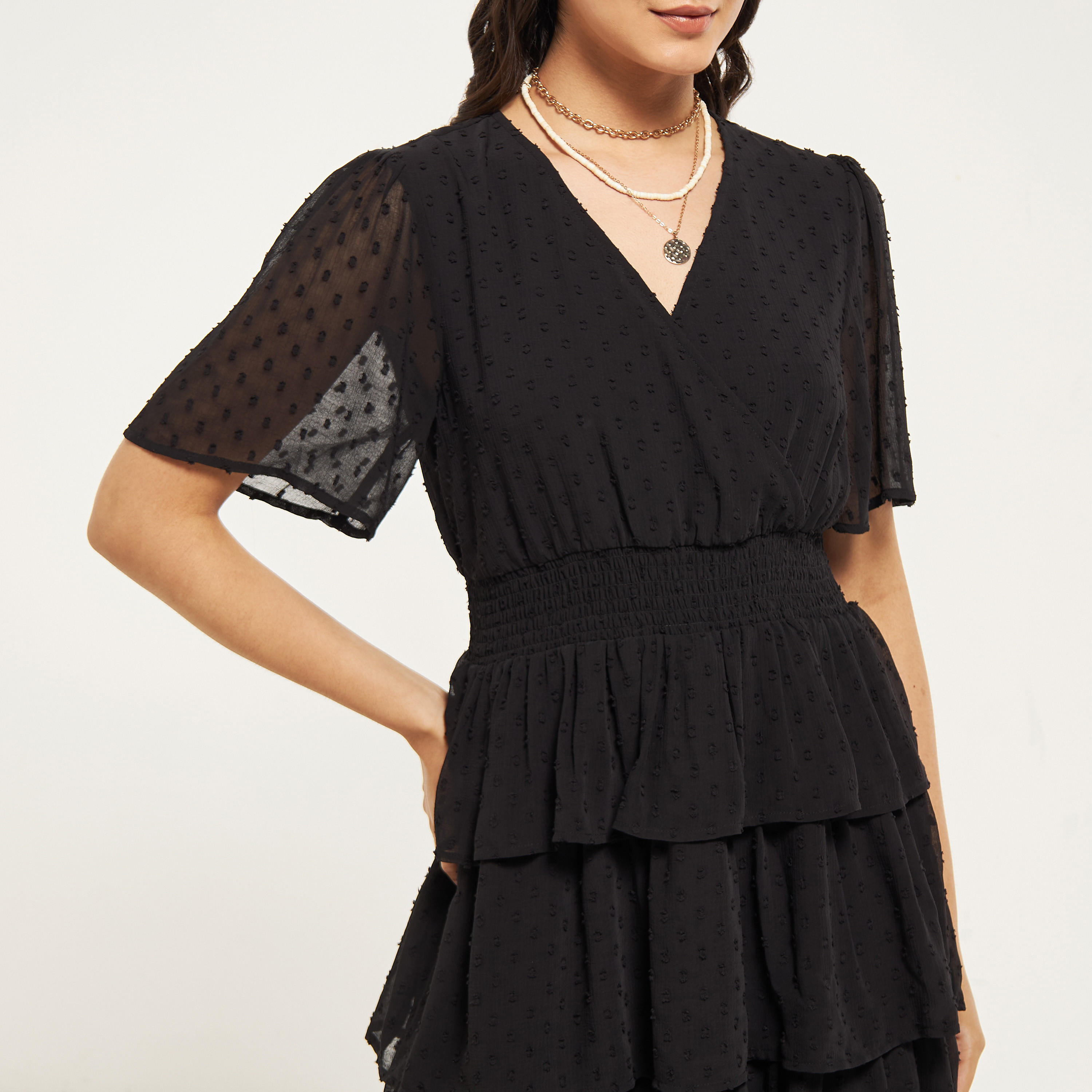 فستان قصير متعدد الطبقات بخصر كشكش وأكمام واسعة-women-clothing-dresses-image-12