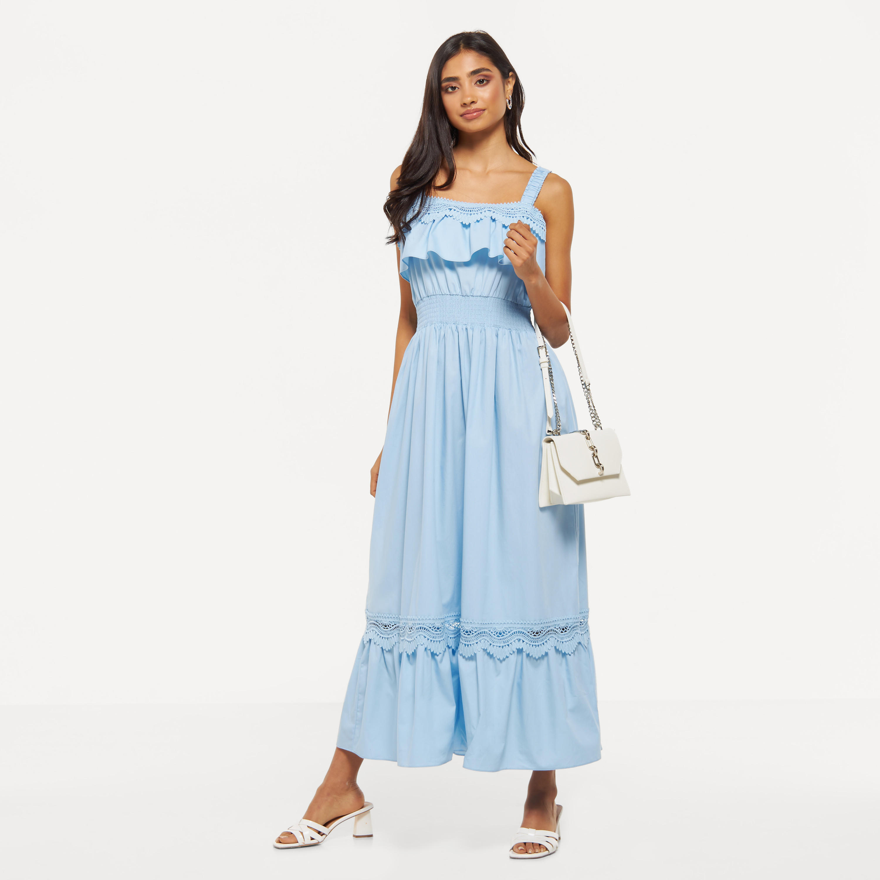 فستان دون أكمام كشكش بتفاصيل دانتيل-women-clothing-dresses-image-1