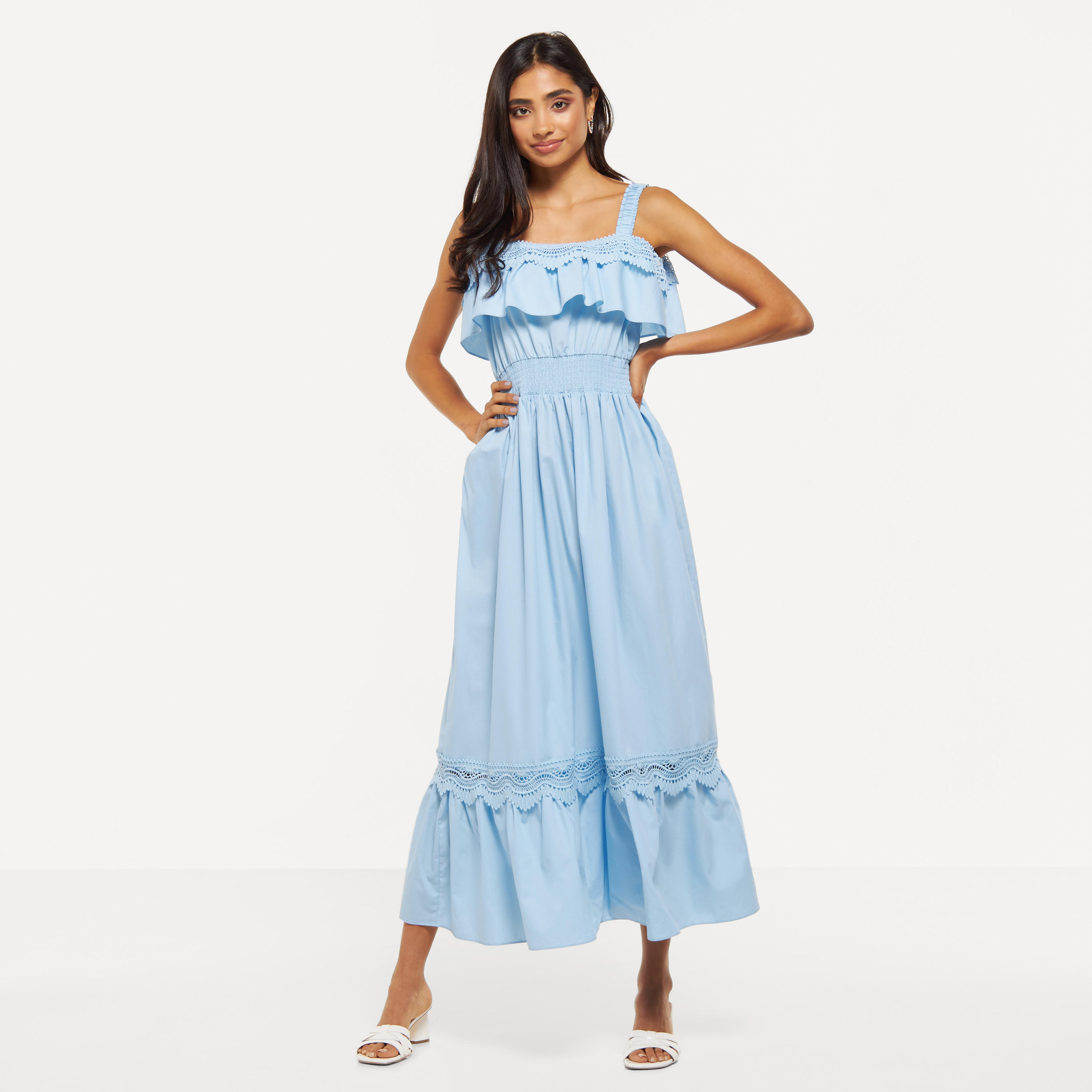 فستان دون أكمام كشكش بتفاصيل دانتيل-women-clothing-dresses-image-3