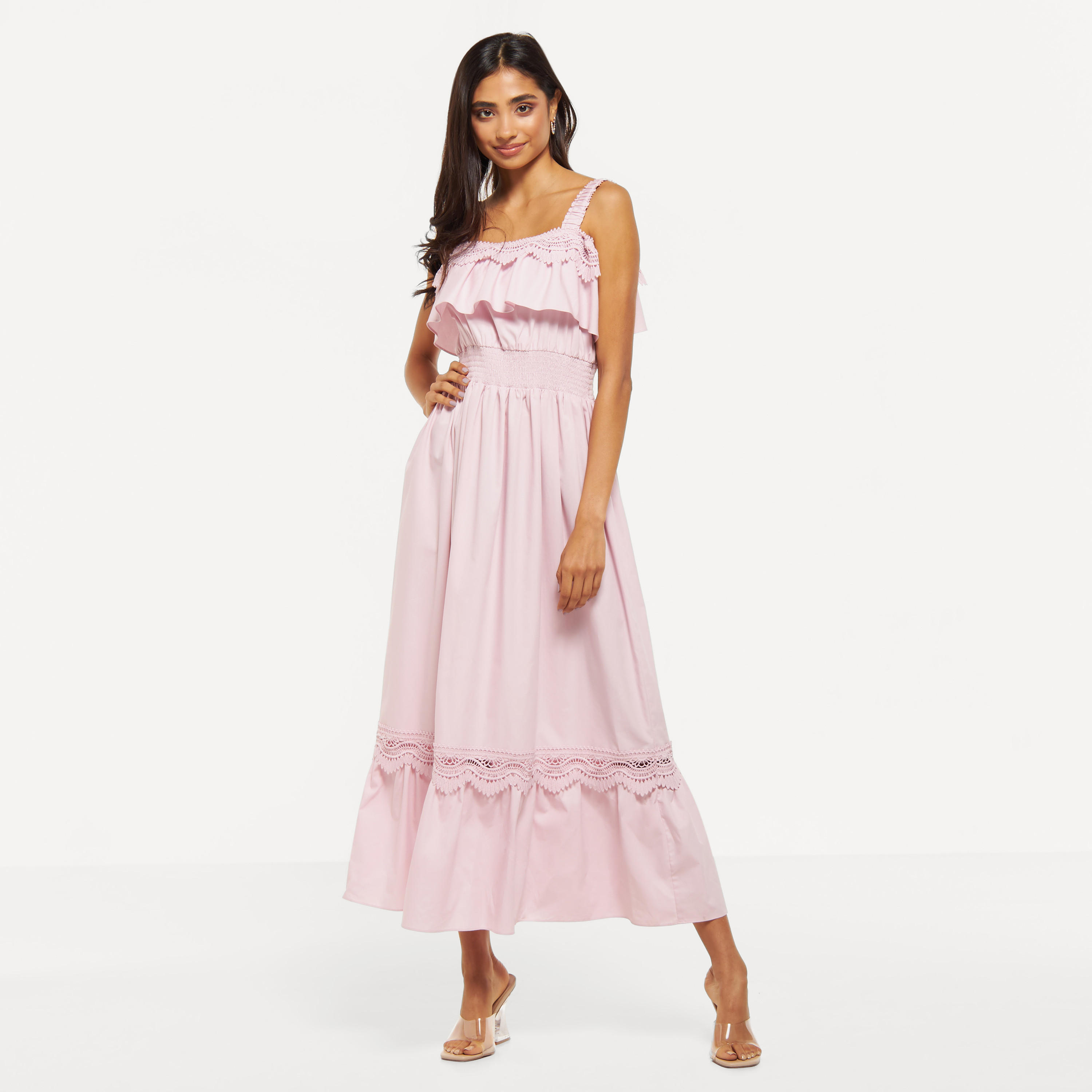 فستان دون أكمام كشكش بتفاصيل دانتيل-women-clothing-dresses-image-6