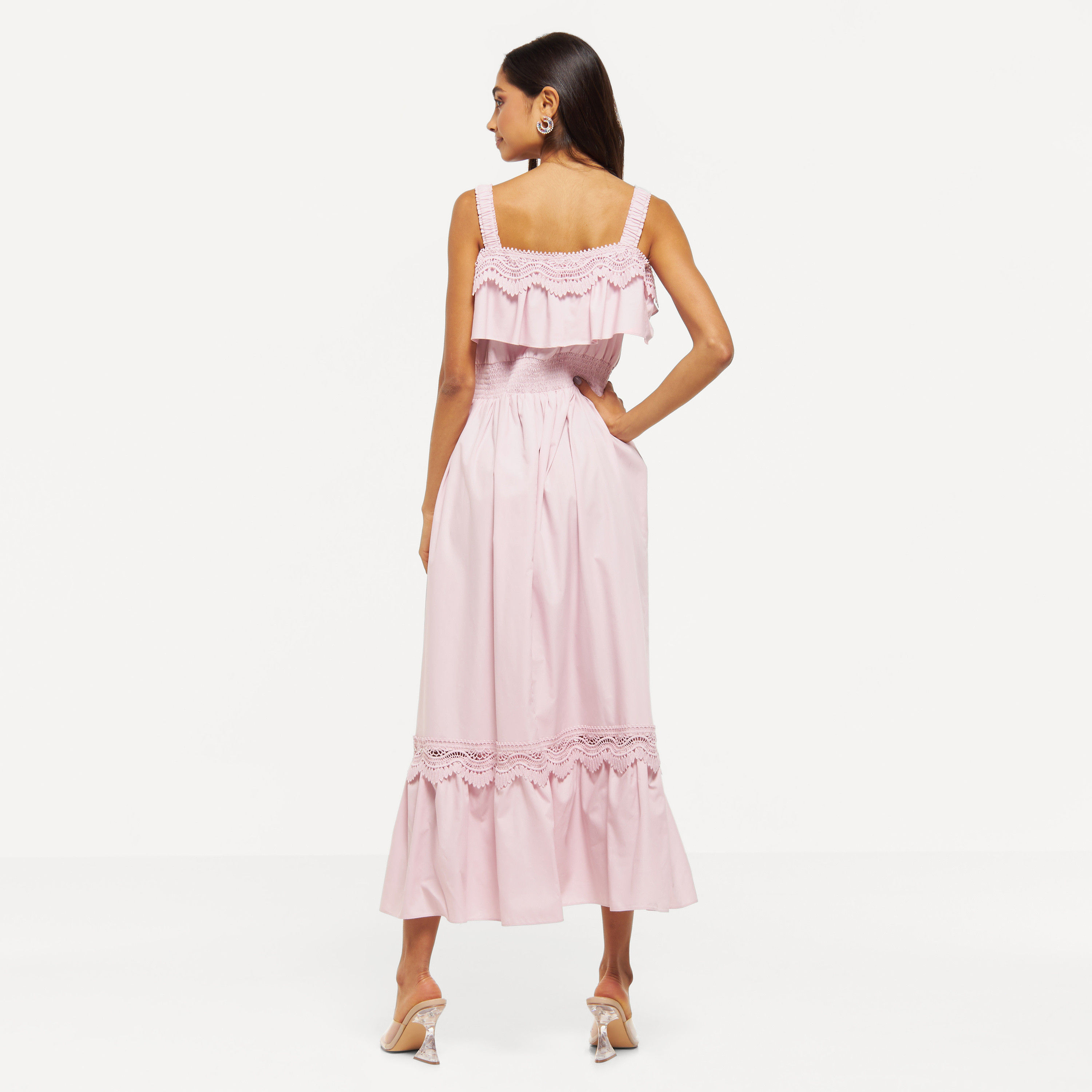 فستان دون أكمام كشكش بتفاصيل دانتيل-women-clothing-dresses-image-7