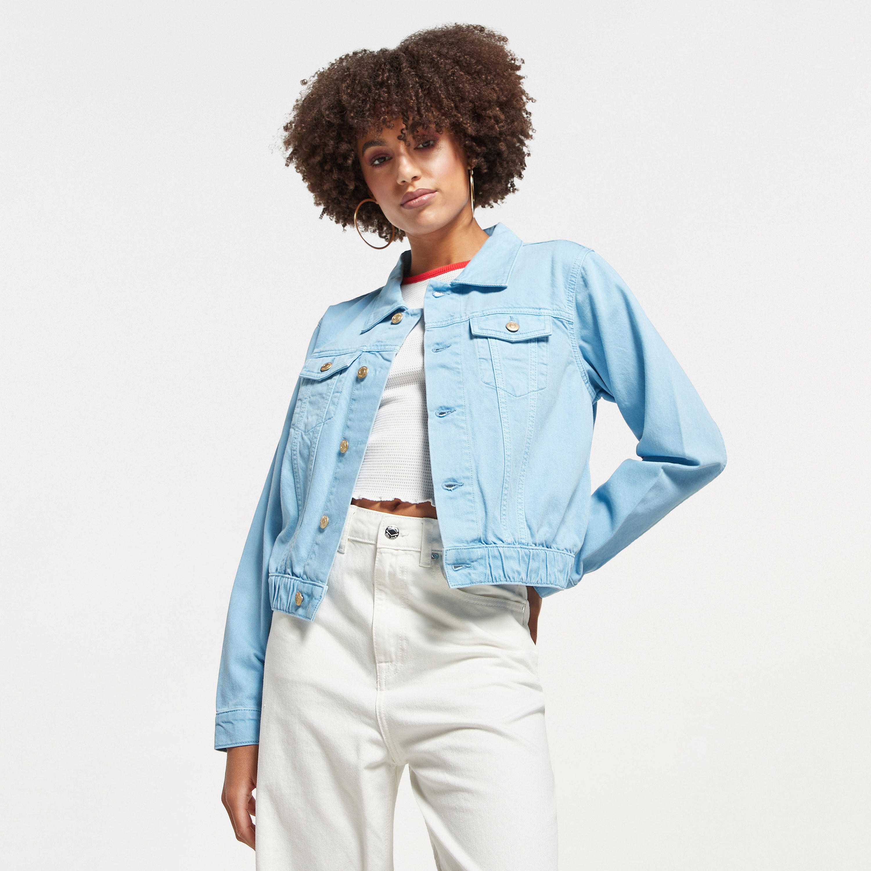 جاكيت تراكر دنيم سادة بجيوب من لي كوبر-women-winterwear-coatsandjackets-jackets-image-8