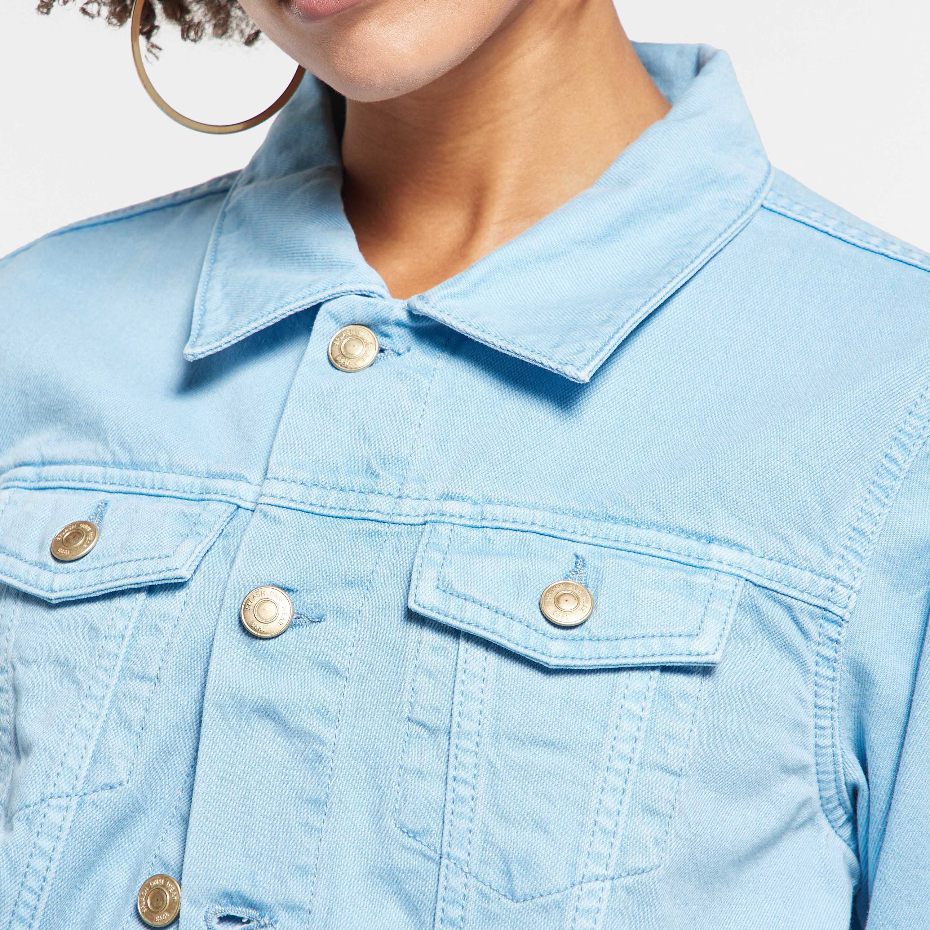 جاكيت تراكر دنيم سادة بجيوب من لي كوبر-women-winterwear-coatsandjackets-jackets-image-5