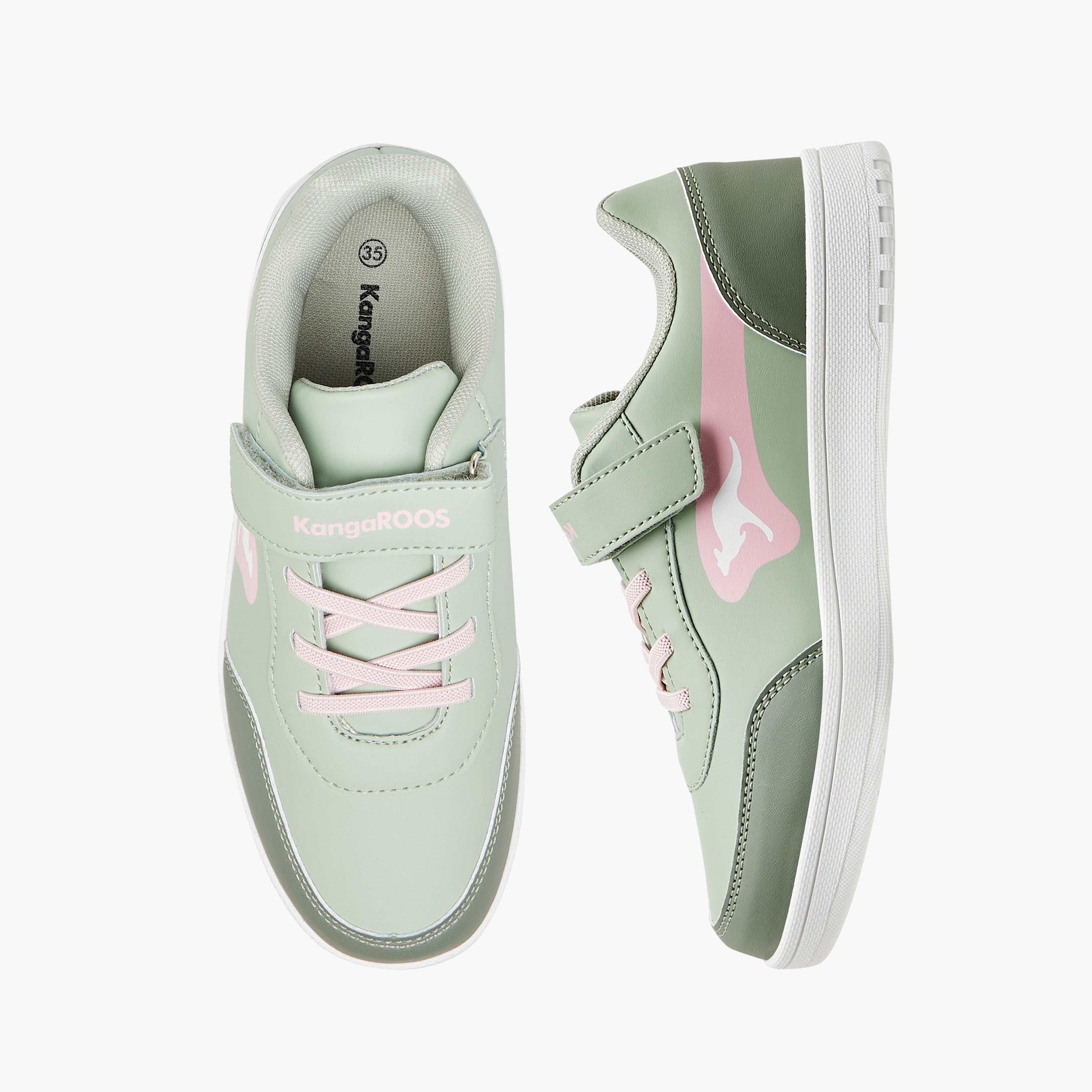 KangaROOS Girls' Panelled Sneakers with Hook and Loop Closure-girls-shoes-sneakers-image-1