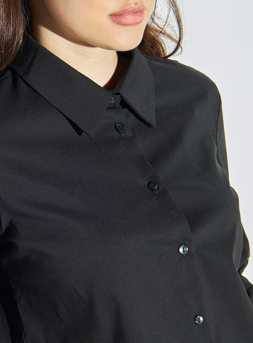 Solid Crop Shirt with Long Sleeves-women-clothing-shirtsandblouses-shirts-image-4