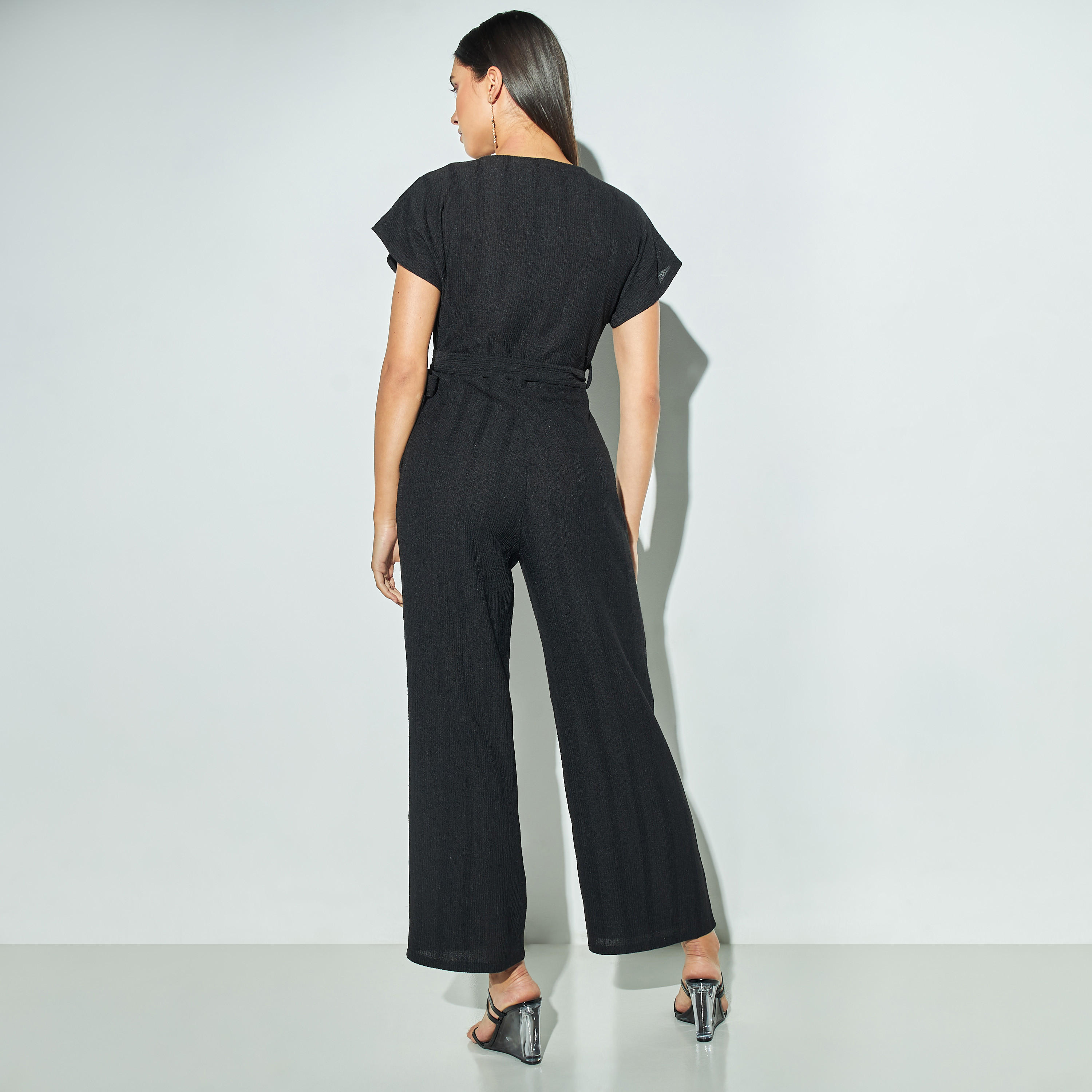 Solid Wrap Jumpsuit with Tie-Ups and Extended Sleeves-women-clothing-jumpsuits-image-4