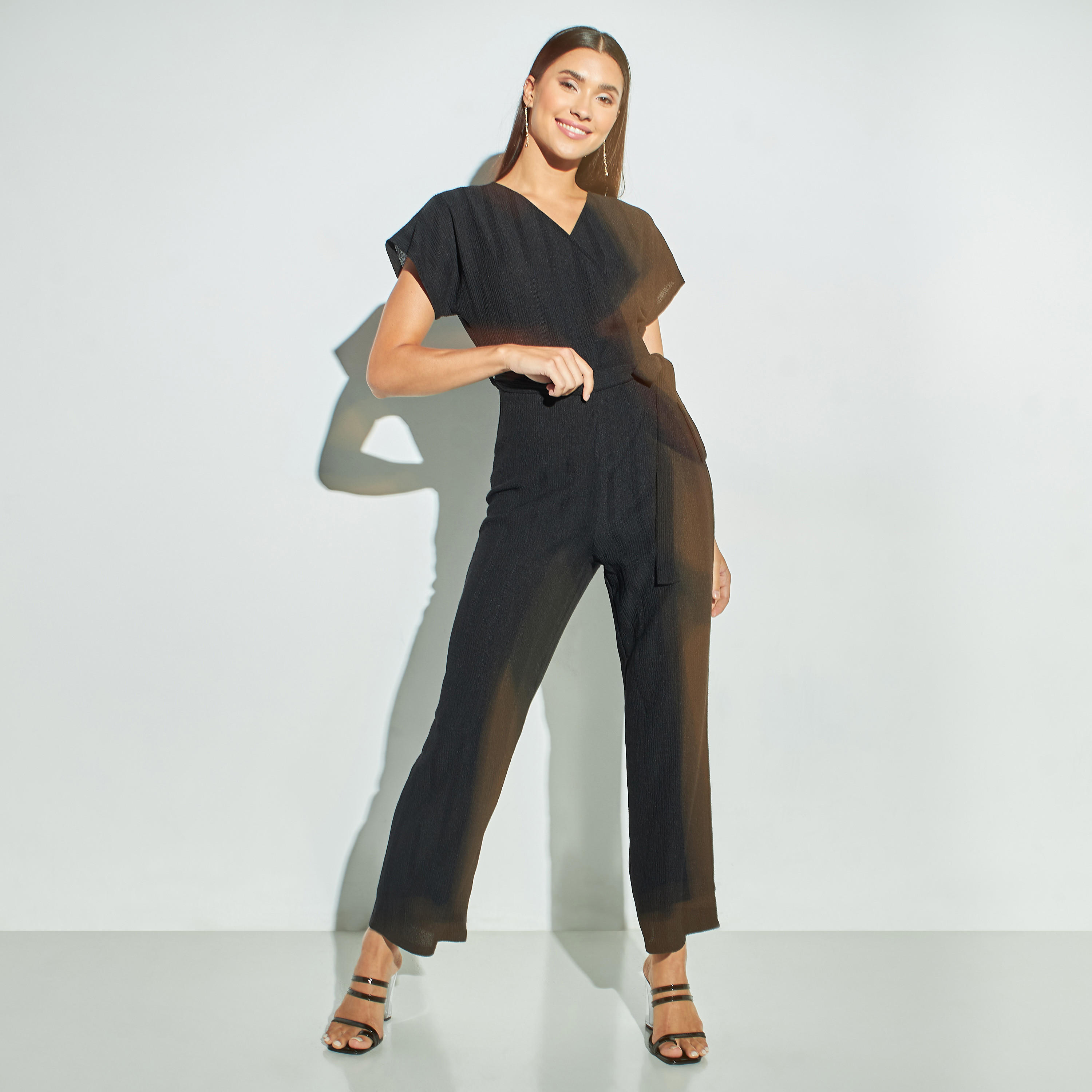 Solid Wrap Jumpsuit with Tie-Ups and Extended Sleeves-women-clothing-jumpsuits-image-5