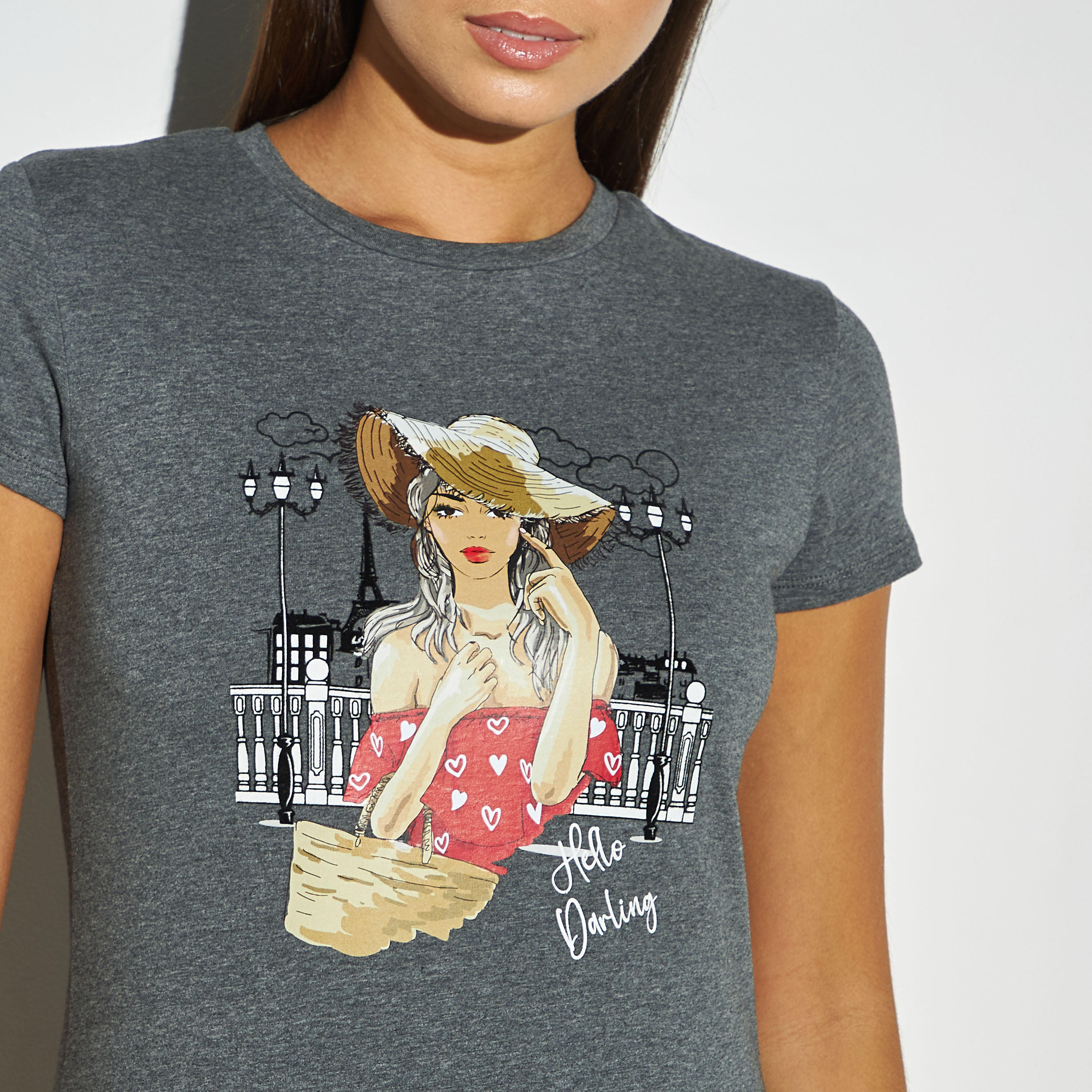 تيشيرت بياقة ضيقة وأكمام كاب وطبعات-women-clothing-tshirts-image-4