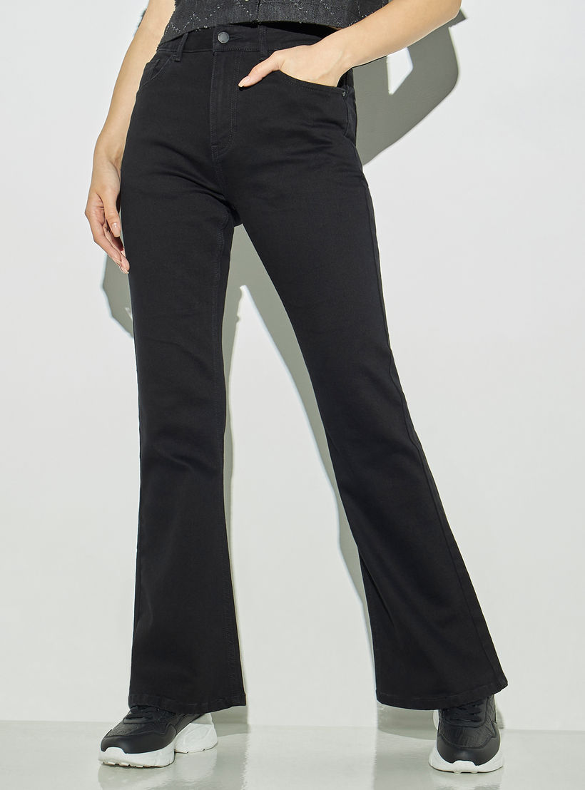 بنطلون جينز سادة واسع الساقين بجيوب-women-clothing-bottoms-jeans-image-4