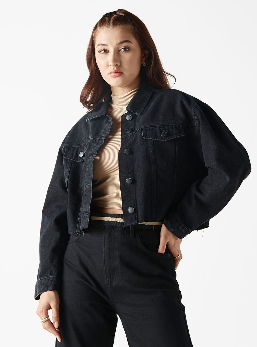 Denim Jacket with Pockets and Long Sleeves-women-winterwear-coatsandjackets-jackets-image-1