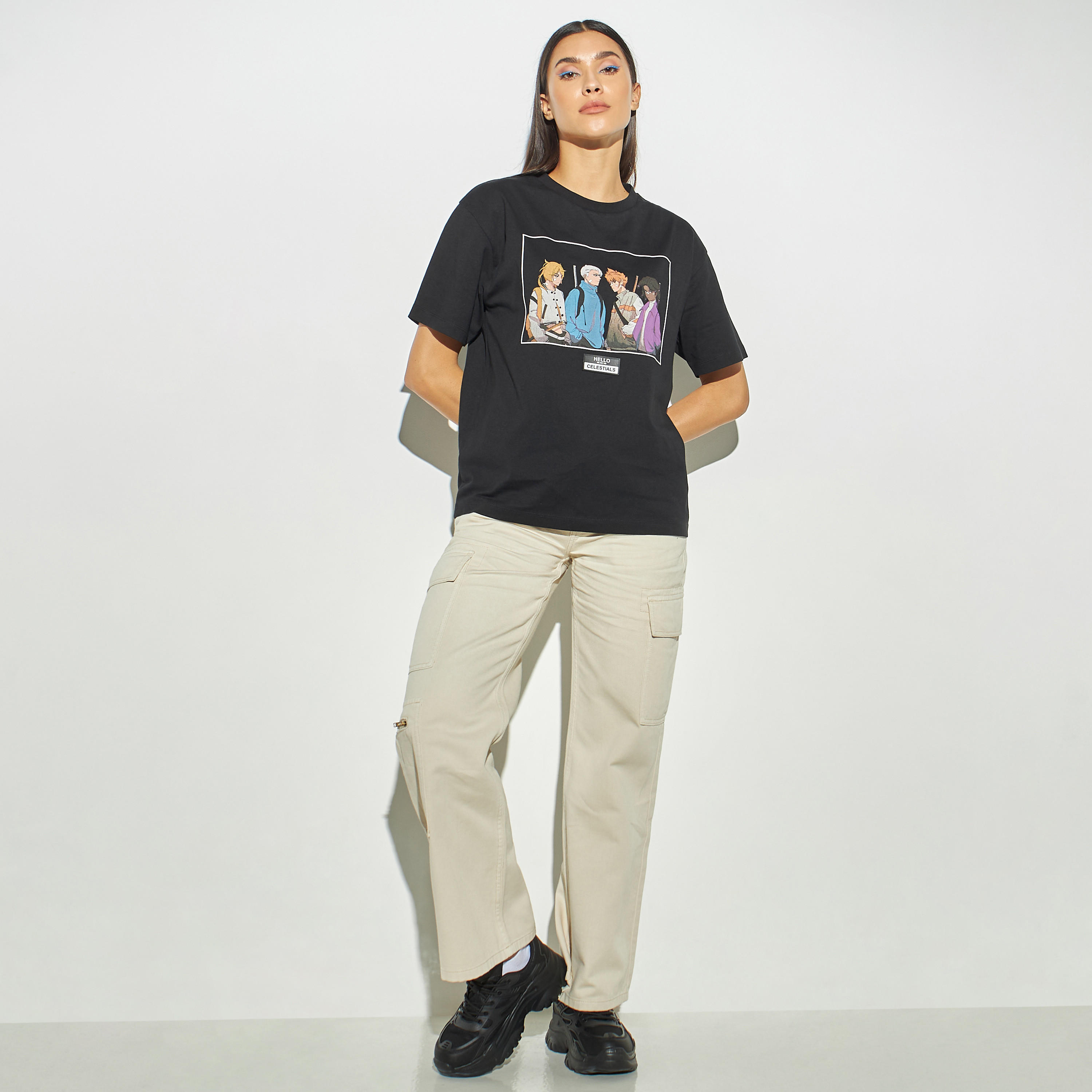 Solid Relaxed Fit Cargo Jeans with Button Closure-women-clothing-bottoms-jeans-image-2