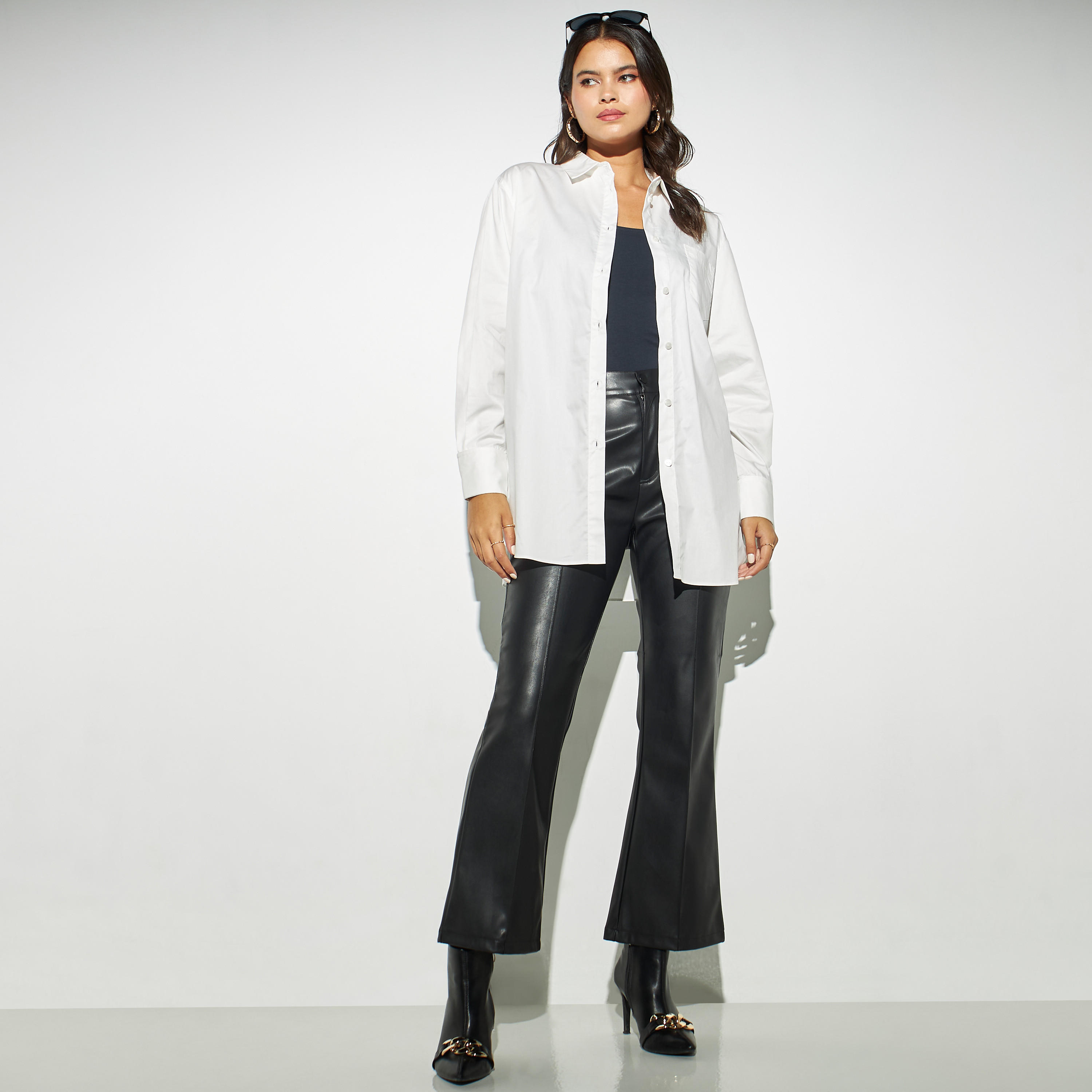 قميص سادة واسع بأكمام طويلة وجيوب-women-clothing-shirtsandblouses-shirts-image-3