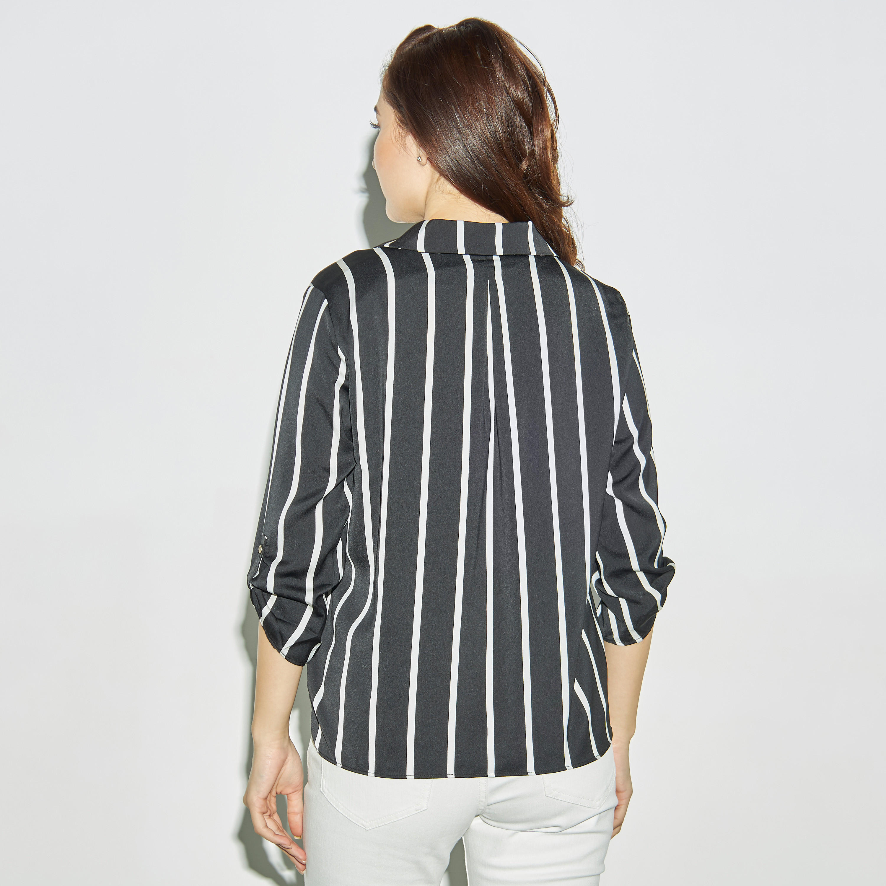 بلوزة مخطّطة بياقة كامب وأكمام ملفوفة-women-clothing-shirtsandblouses-blouses-image-3