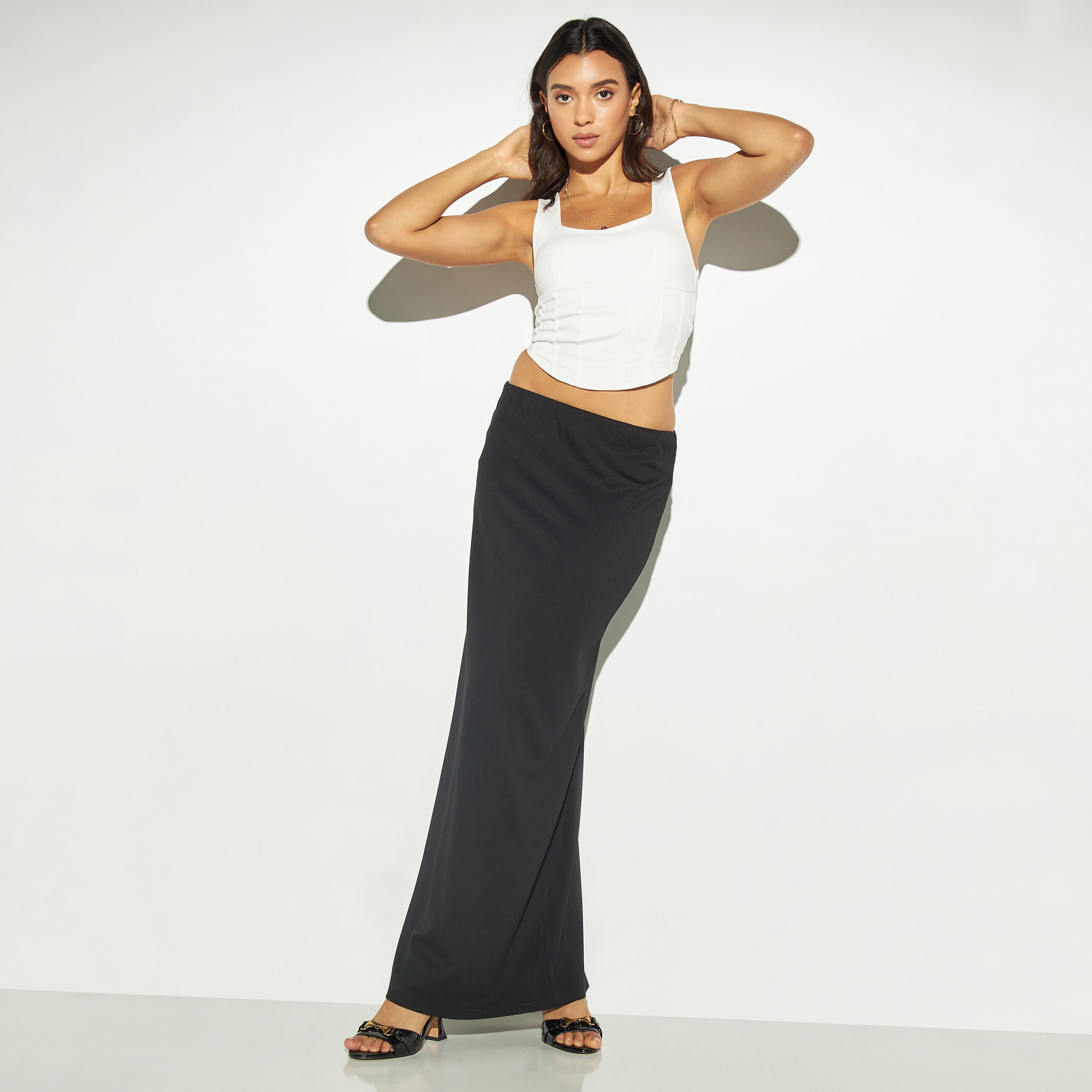 تنورة ماكسي بونتي سادة بتفاصيل فتحة-women-clothing-bottoms-skirts-image-3