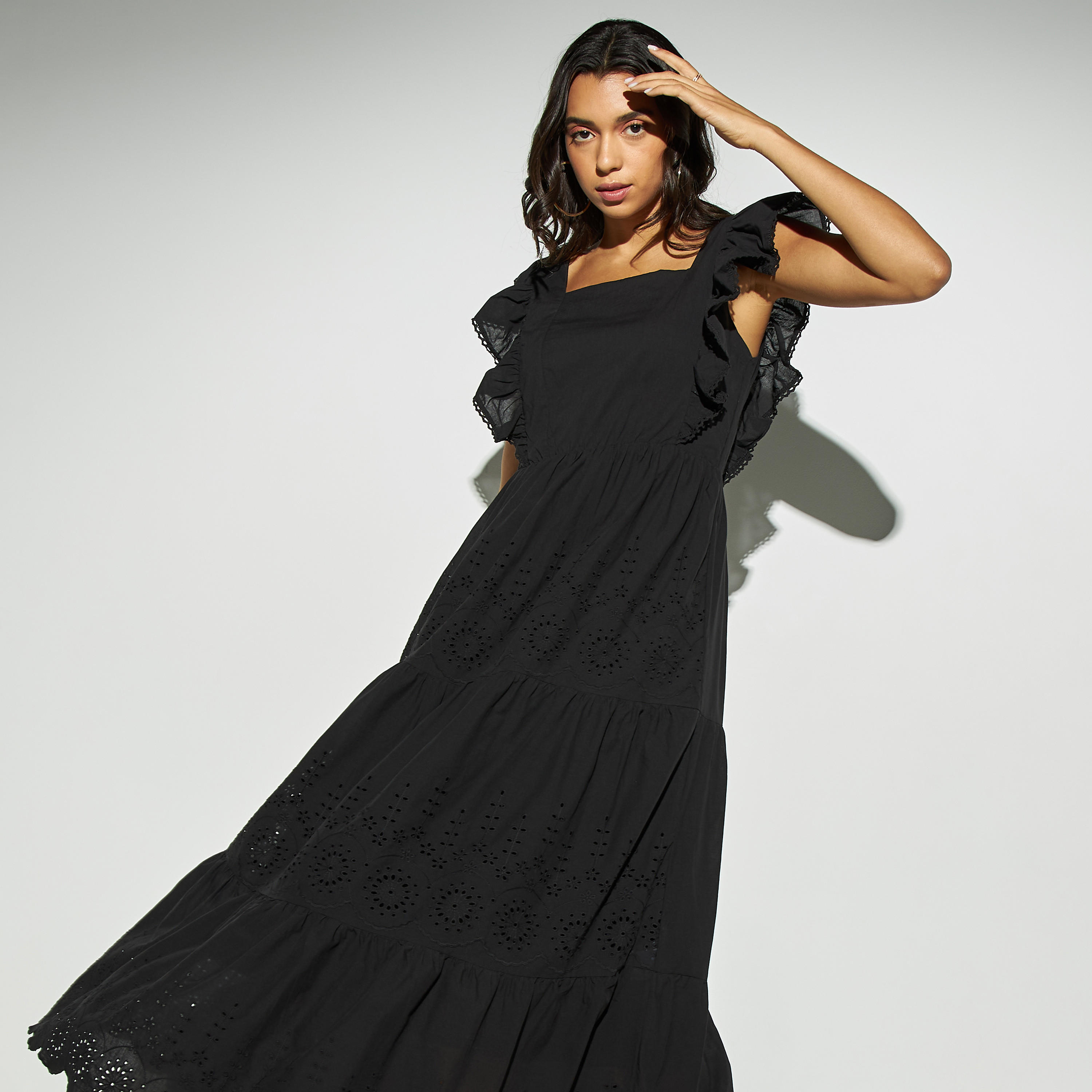 فستان شيفلي مطرز دون أكمام متعدد الطبقات-women-clothing-dresses-image-2