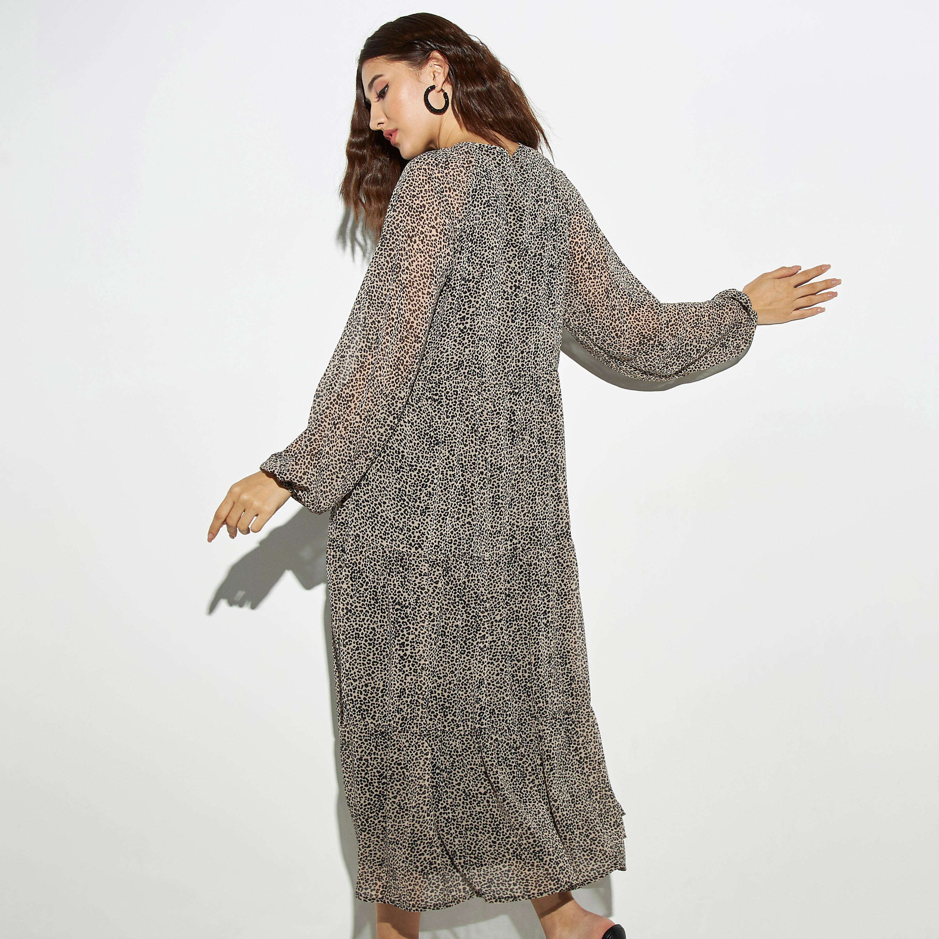 فستان طويل بطبعات وأكمام طويلة وأربطة-women-clothing-dresses-image-3