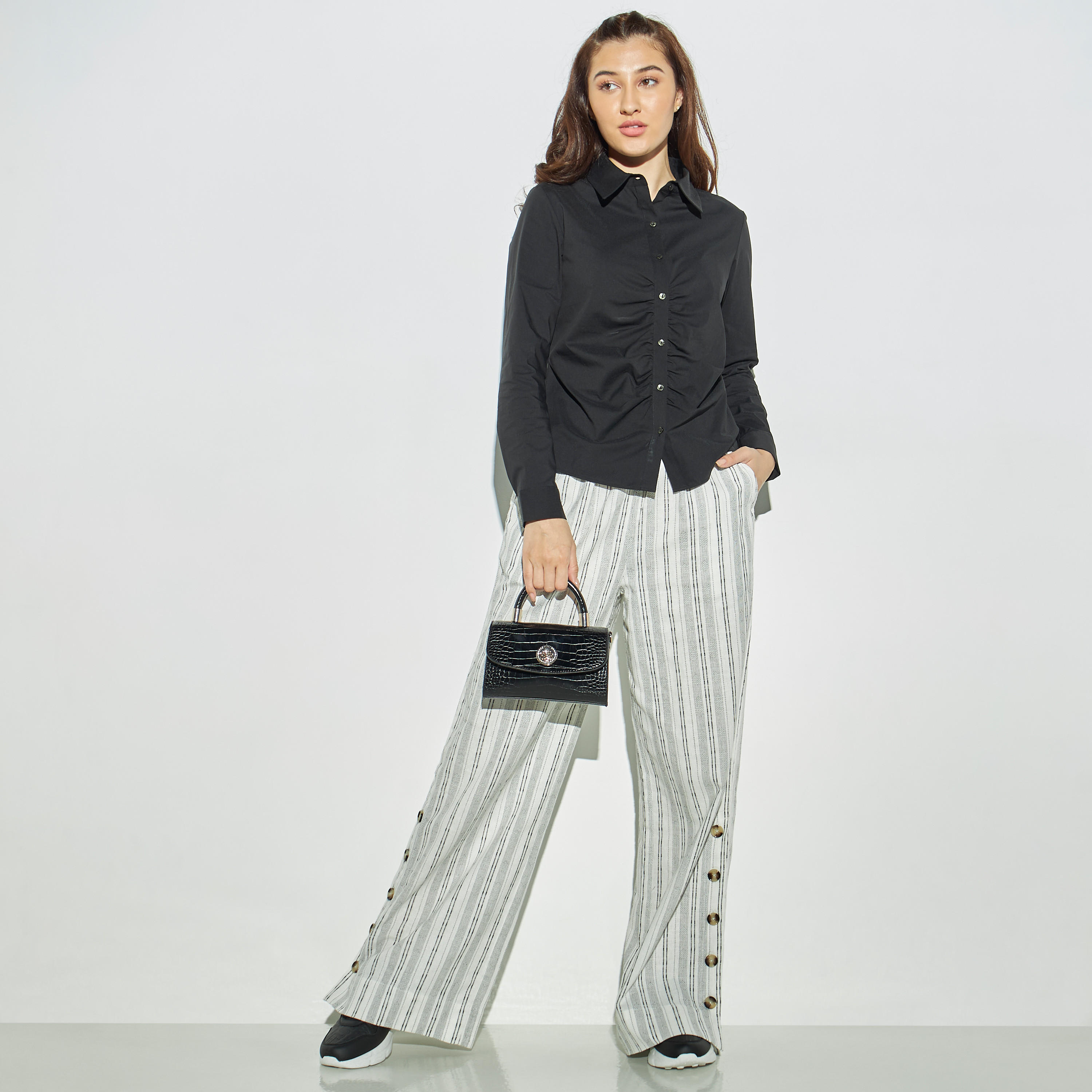 Gathered Shirt with Long Sleeves-women-clothing-shirtsandblouses-shirts-image-2
