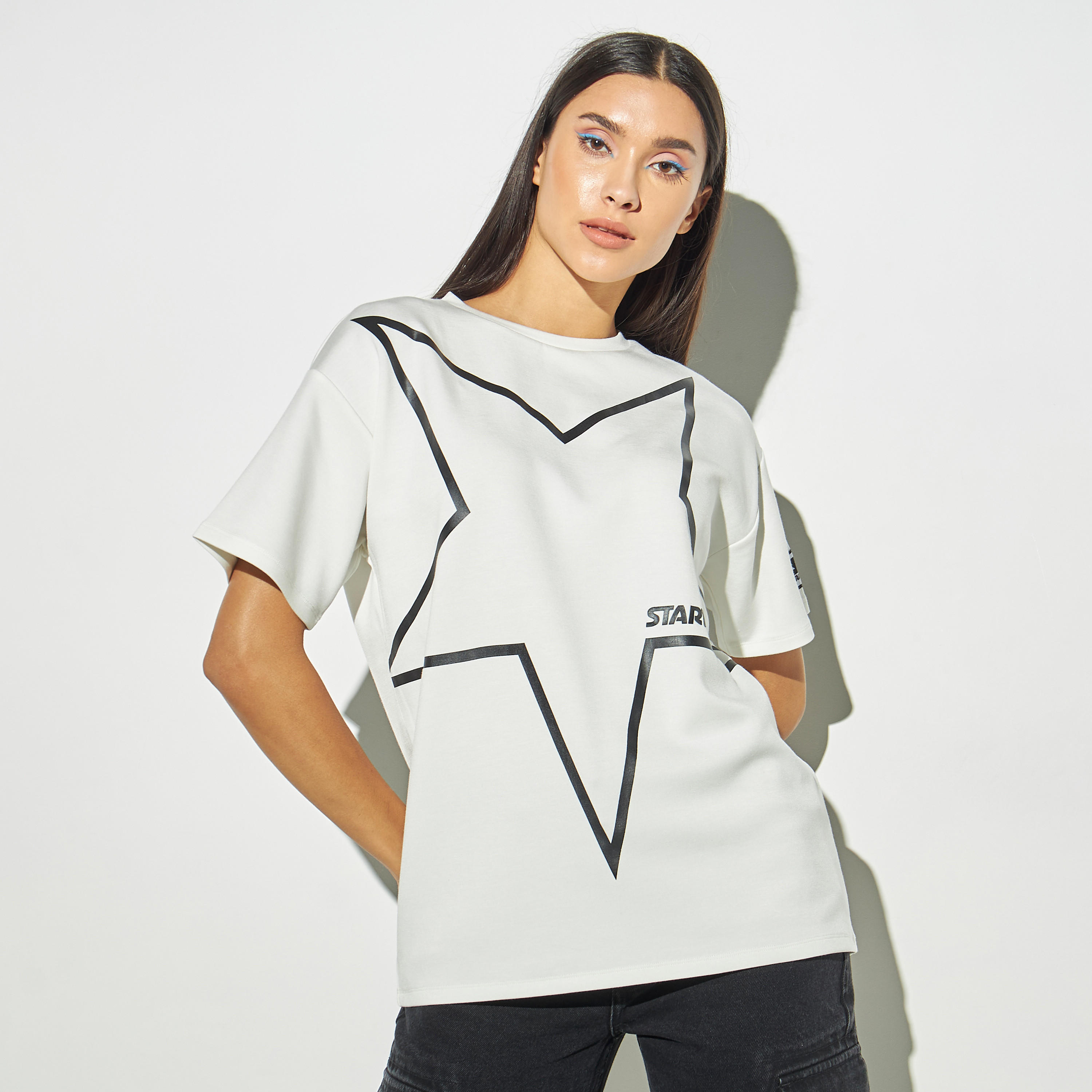 Starter Print T-shirt with Crew Neck and Short Sleeves-women-clothing-tshirts-image-1