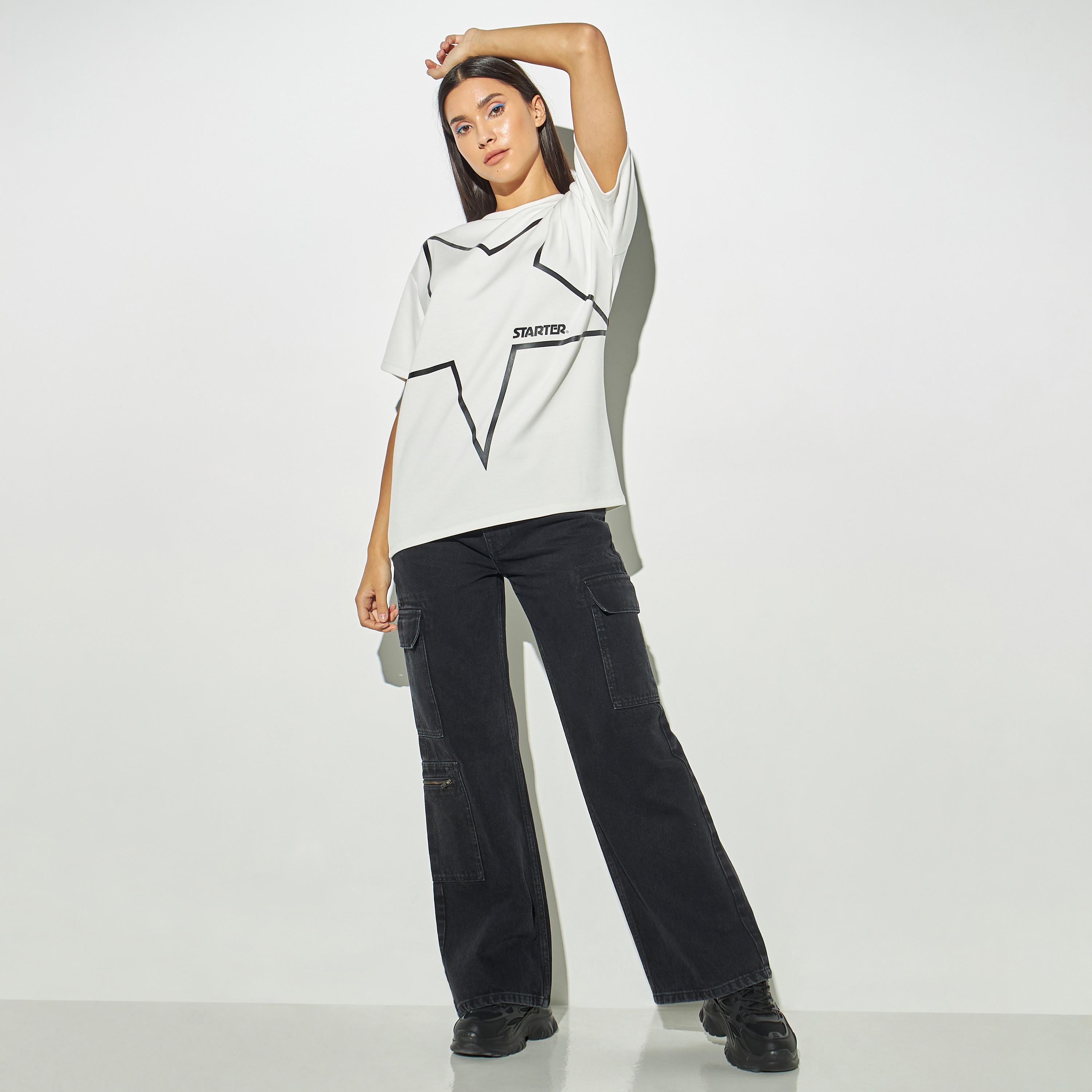 Starter Print T-shirt with Crew Neck and Short Sleeves-women-clothing-tshirts-image-2