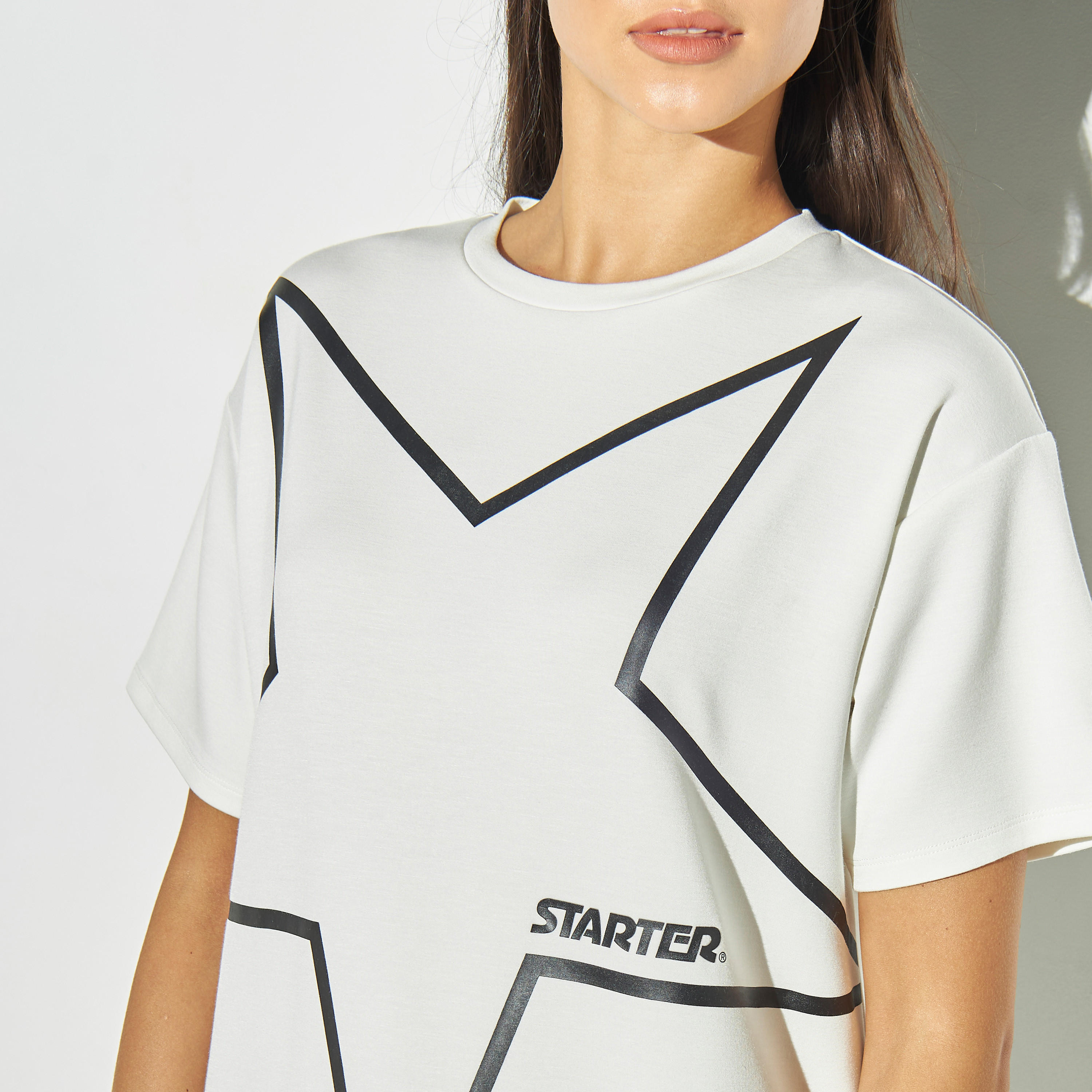 Starter Print T-shirt with Crew Neck and Short Sleeves-women-clothing-tshirts-image-4
