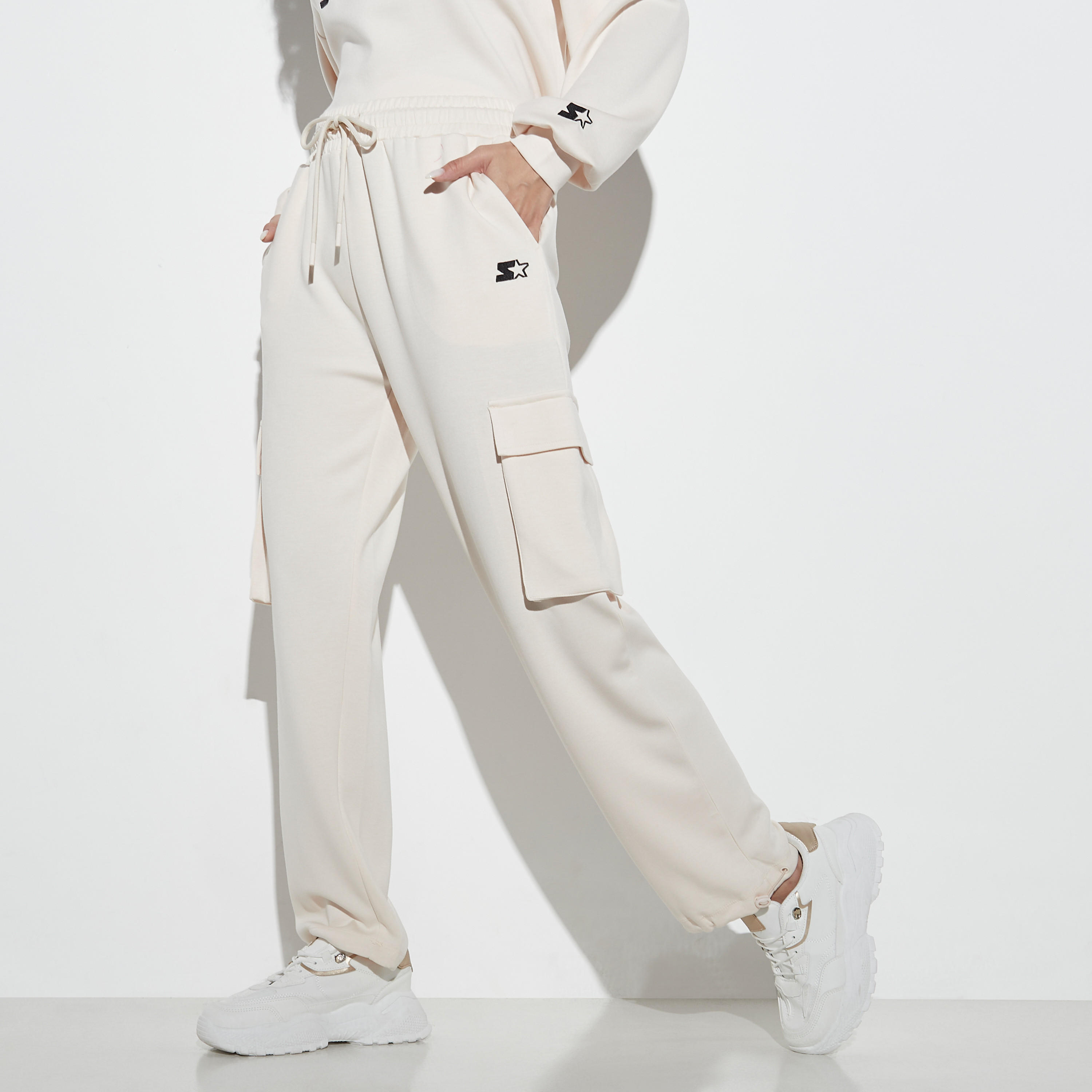 Embroidered Cargo Joggers with Drawstring Closure and Pockets-women-clothing-bottoms-joggers-image-1