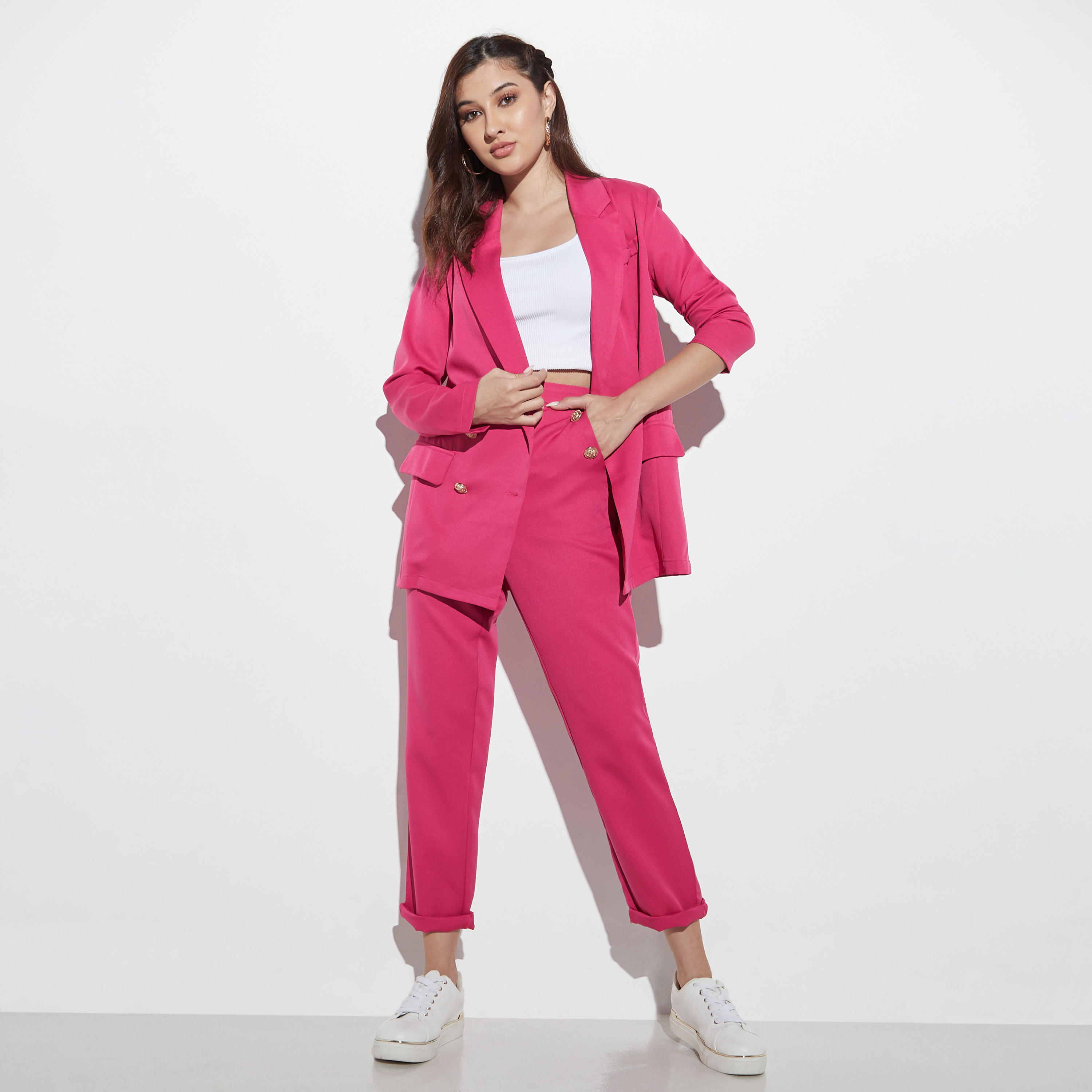Solid Blazer with Notch Lapel and Pockets-women-clothing-coatsandjackets-blazers-image-2