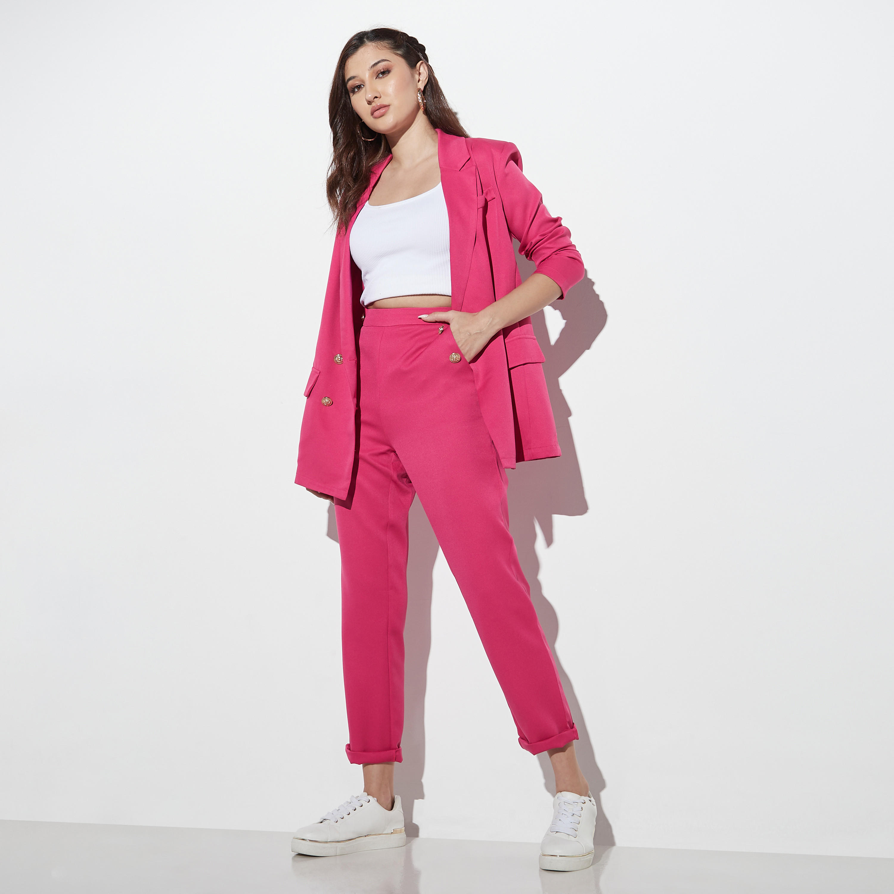 بنطلون سادة وخصر نصف مطّاطي-women-clothing-bottoms-trousers-image-3