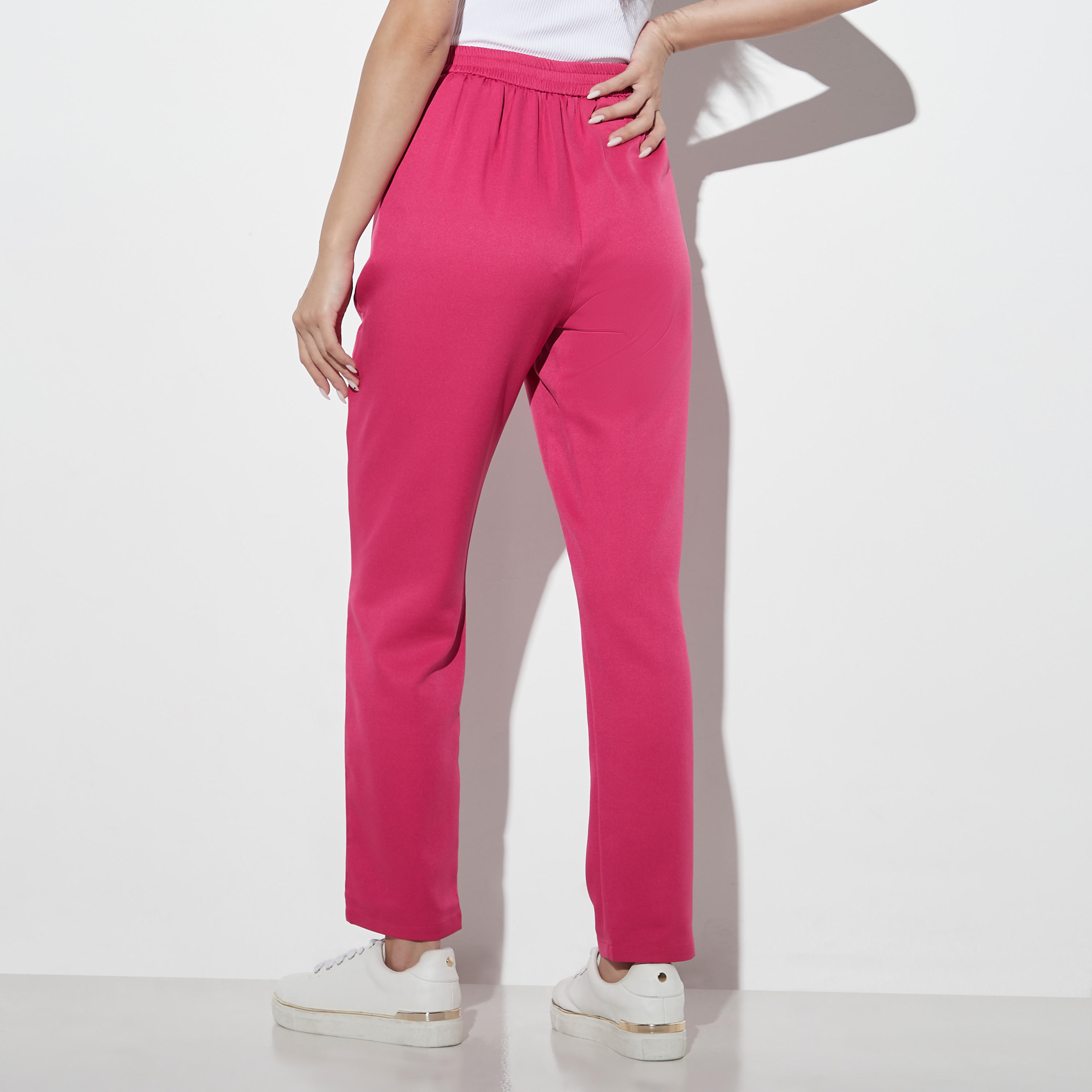 بنطلون سادة وخصر نصف مطّاطي-women-clothing-bottoms-trousers-image-2