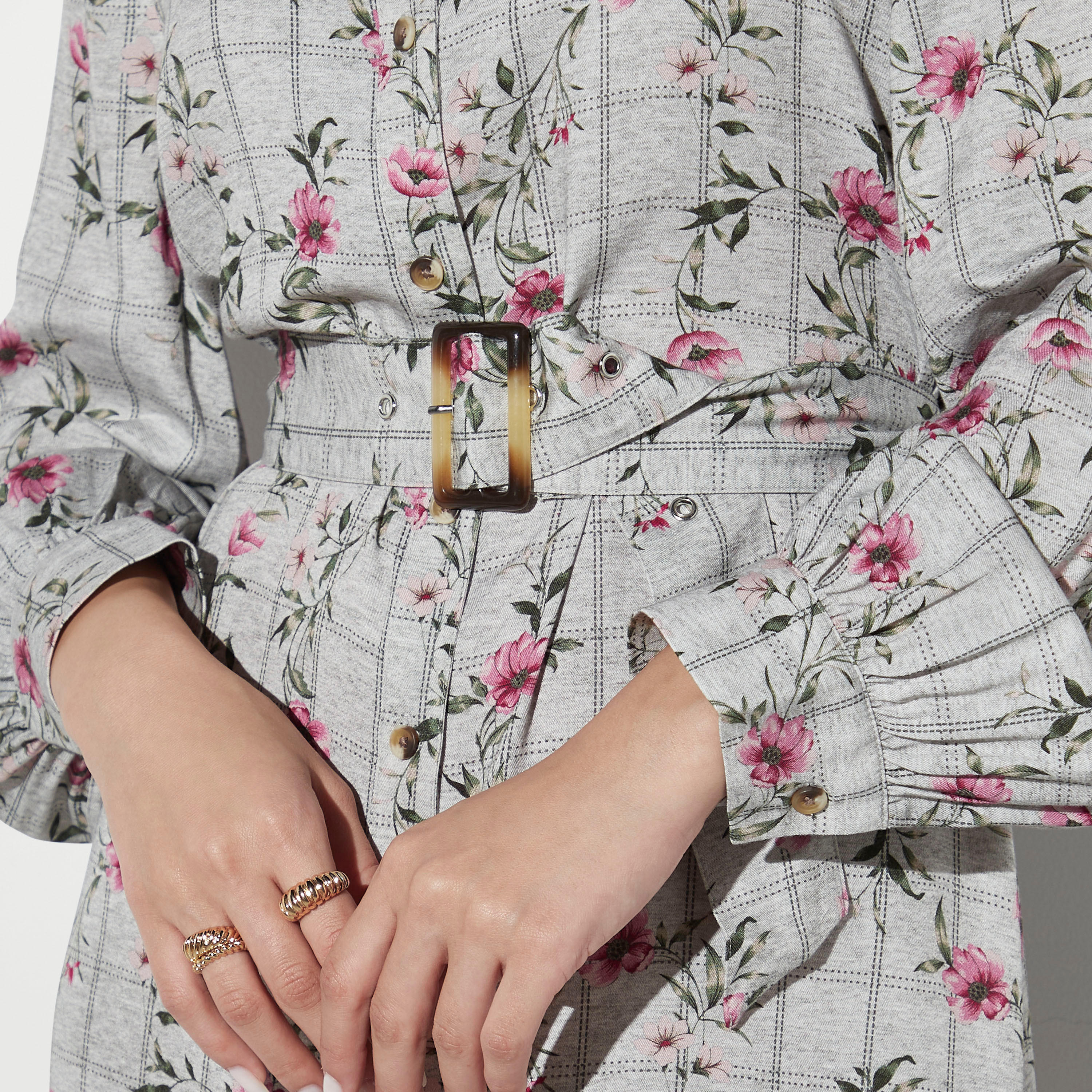 فستان قميص بأكمام طويلة وحزام وطبعات أزهار-women-clothing-dresses-image-5